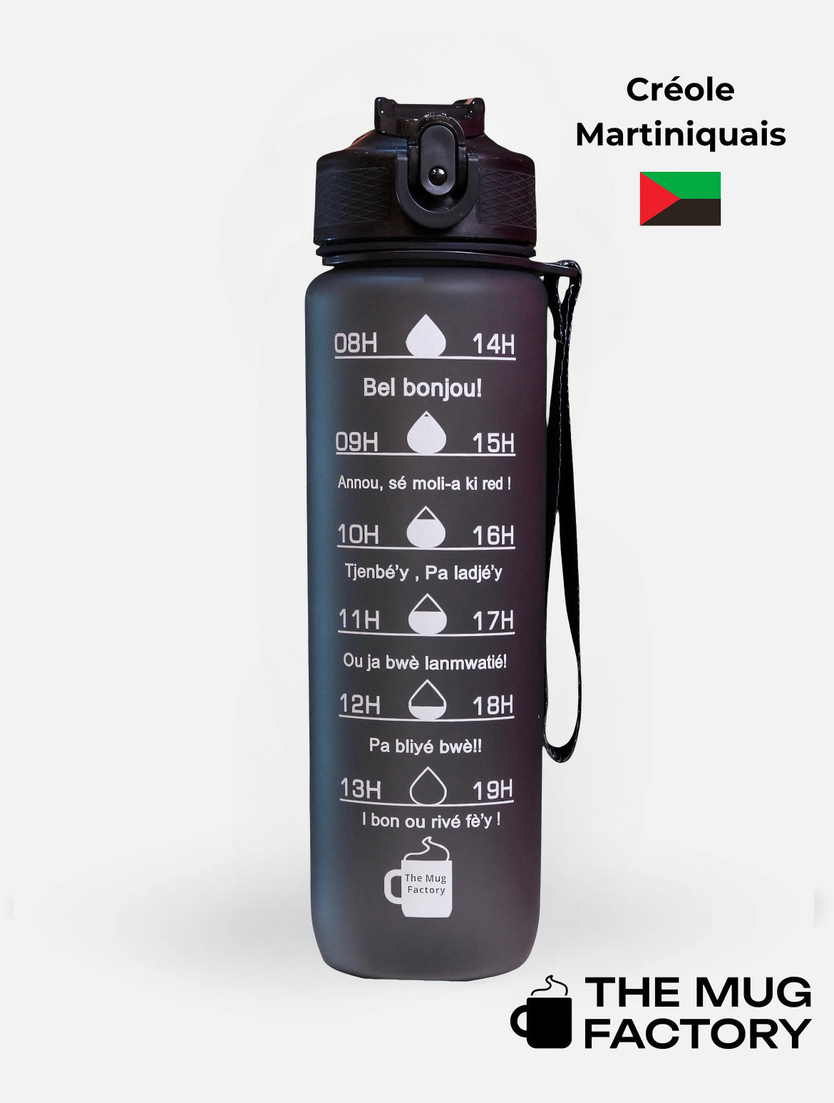 Motivational Bottle 1L - Gourde avec messages motivants créole Martiniquais