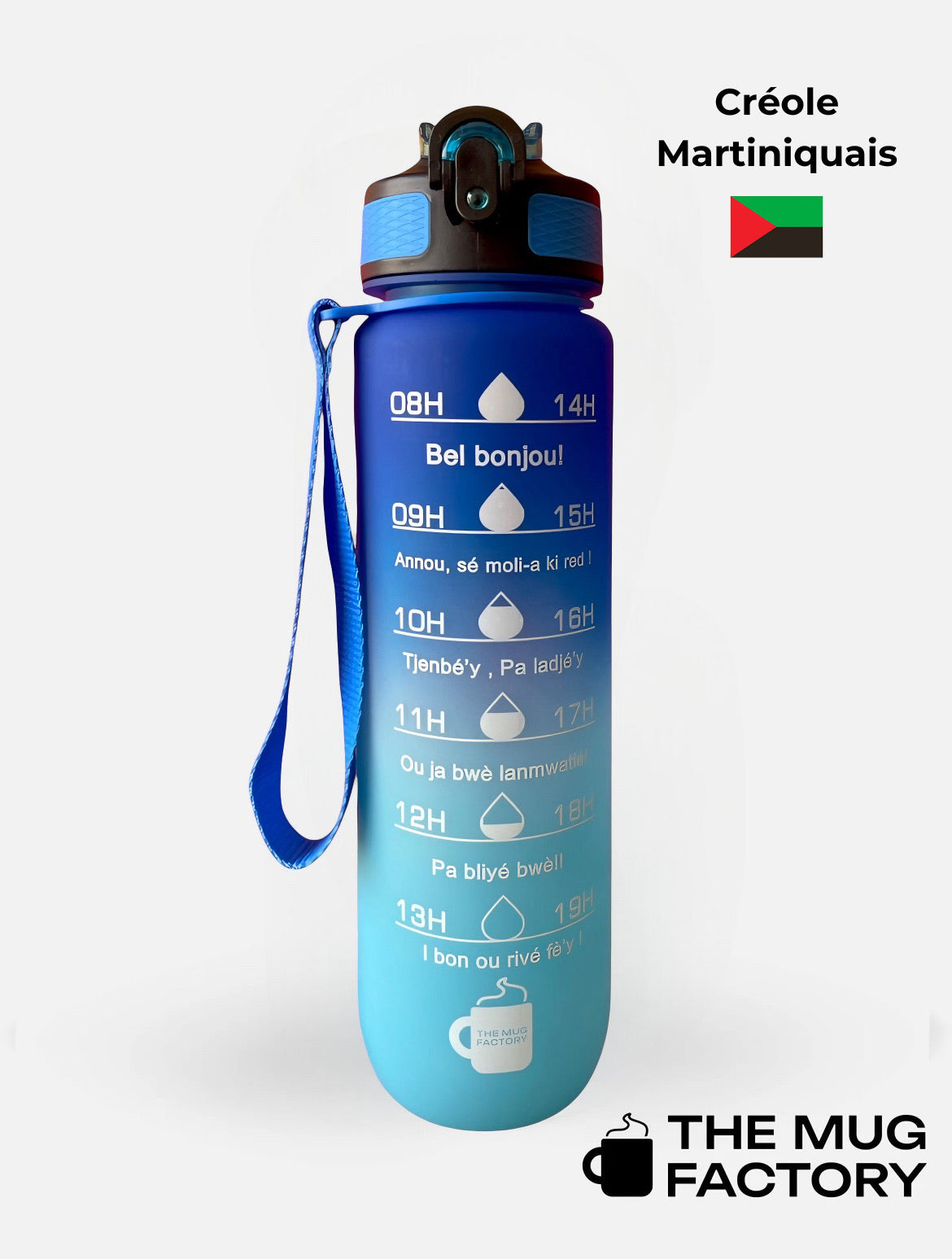 Motivational Bottle 1L - Gourde avec messages motivants créole Martiniquais