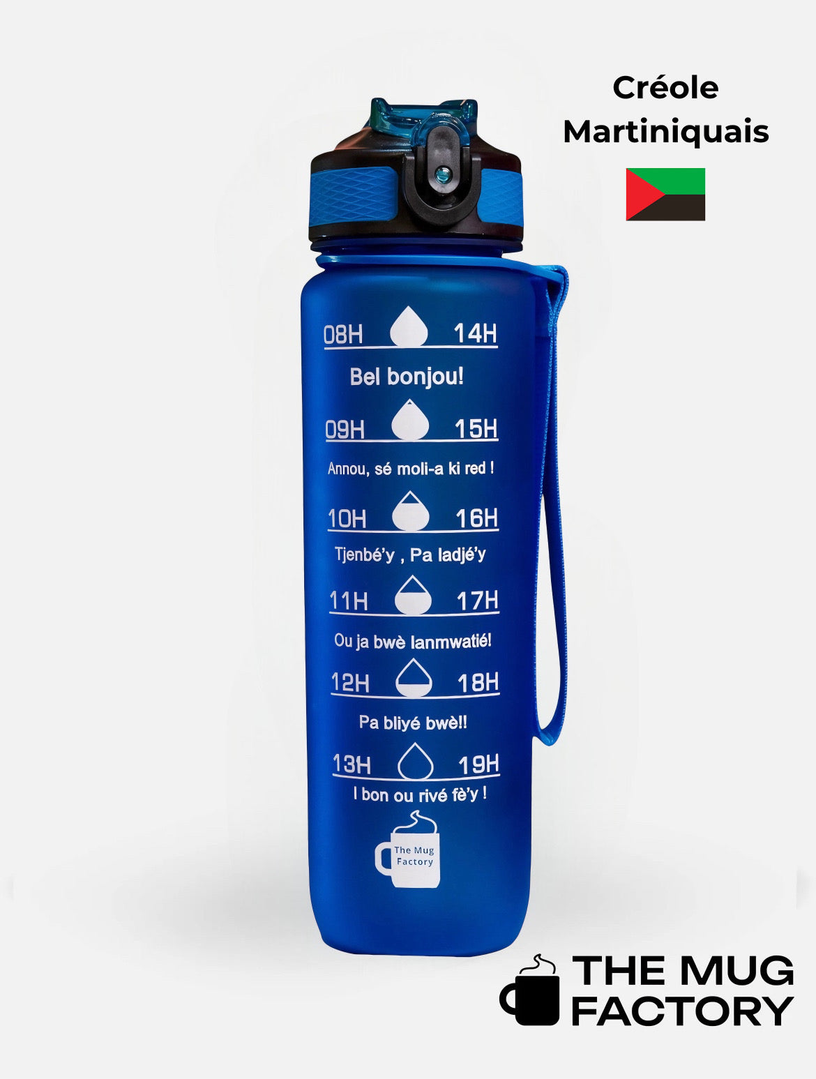 Motivational Bottle 1L - Gourde avec messages motivants créole Martiniquais