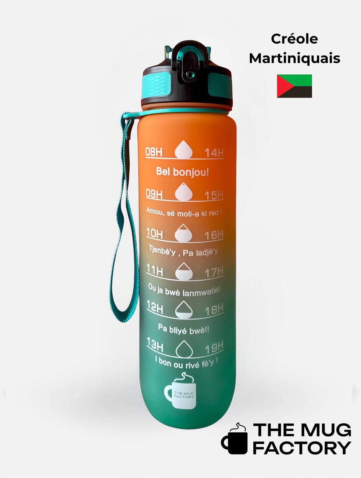 Motivational Bottle 1L - Gourde avec messages motivants créole Martiniquais