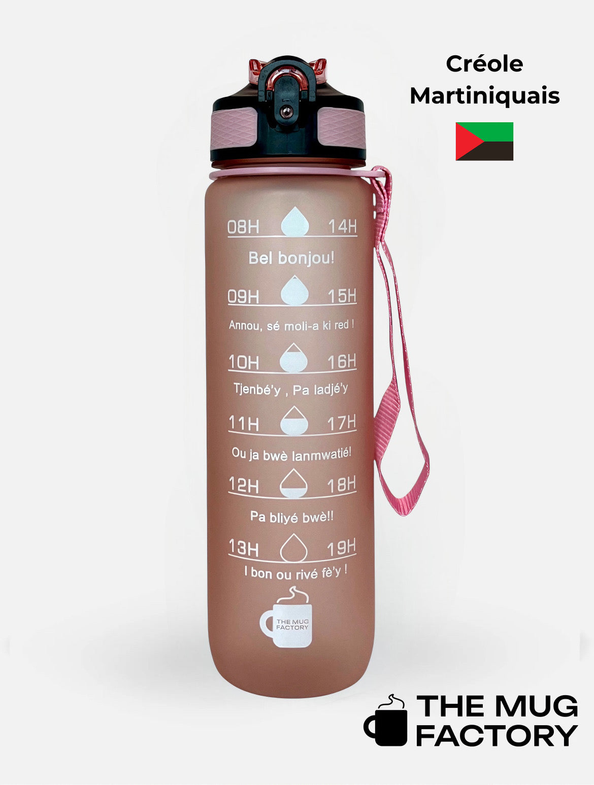 Motivational Bottle 1L - Gourde avec messages motivants créole Martiniquais