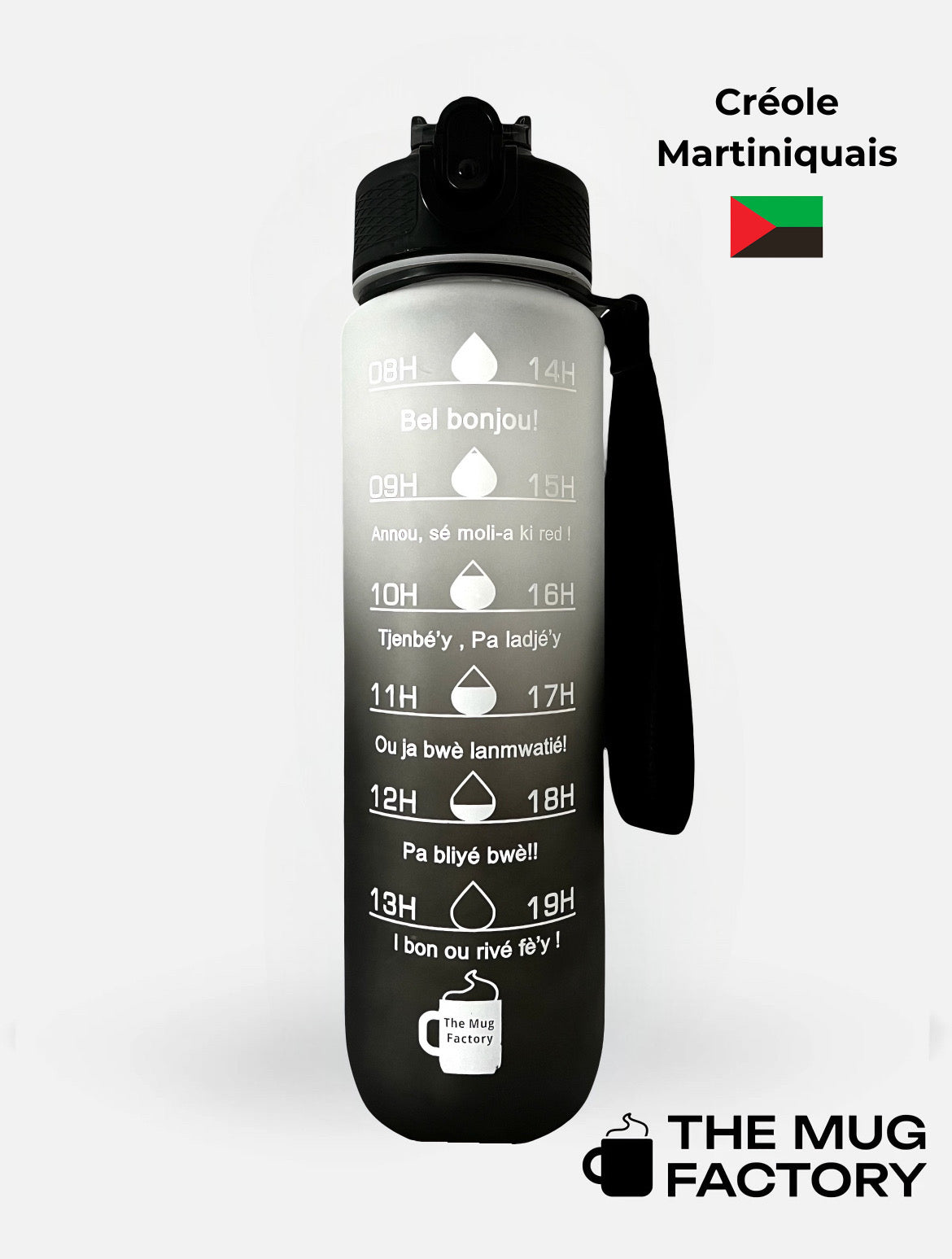 Motivational Bottle 1L - Gourde avec messages motivants créole Martiniquais