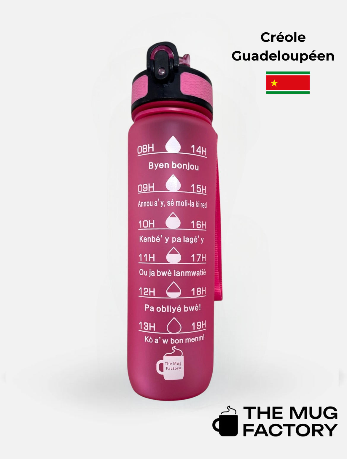 Motivational Bottle 1L - Gourde avec messages motivants créole Guadeloupéen