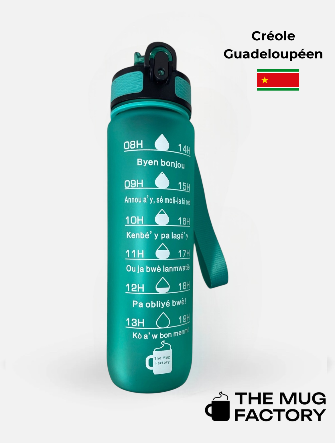 Motivational Bottle 1L - Gourde avec messages motivants créole Guadeloupéen