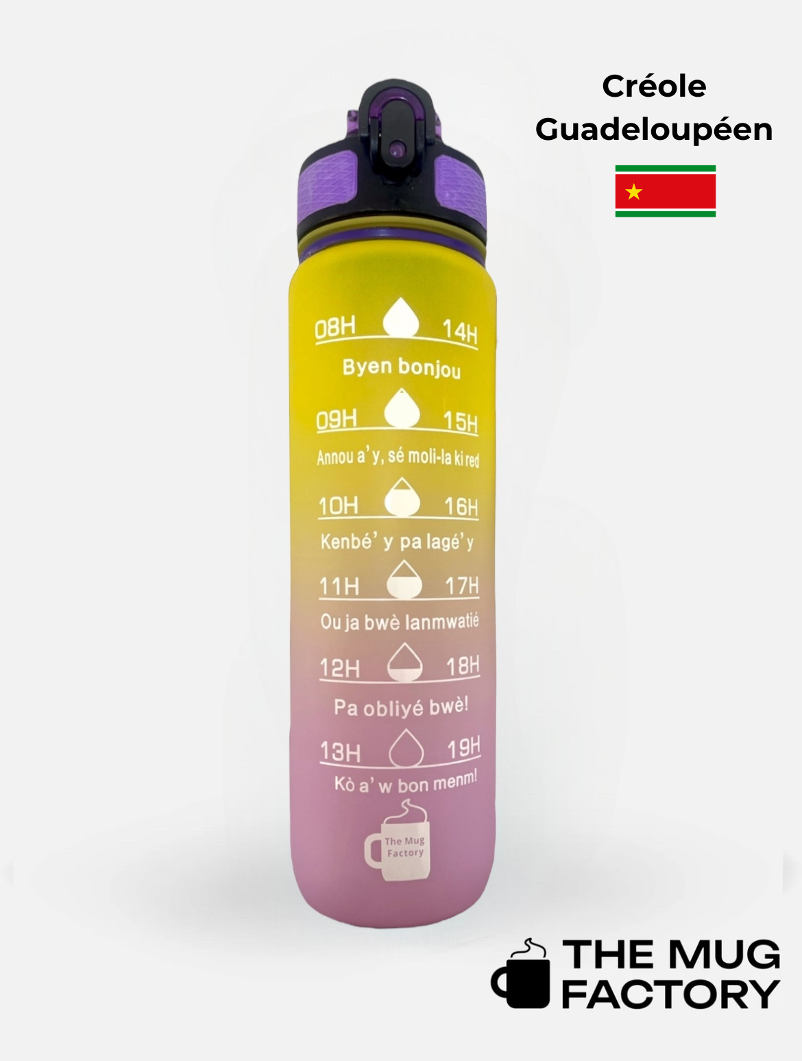 Motivational Bottle 1L - Gourde avec messages motivants créole Guadeloupéen