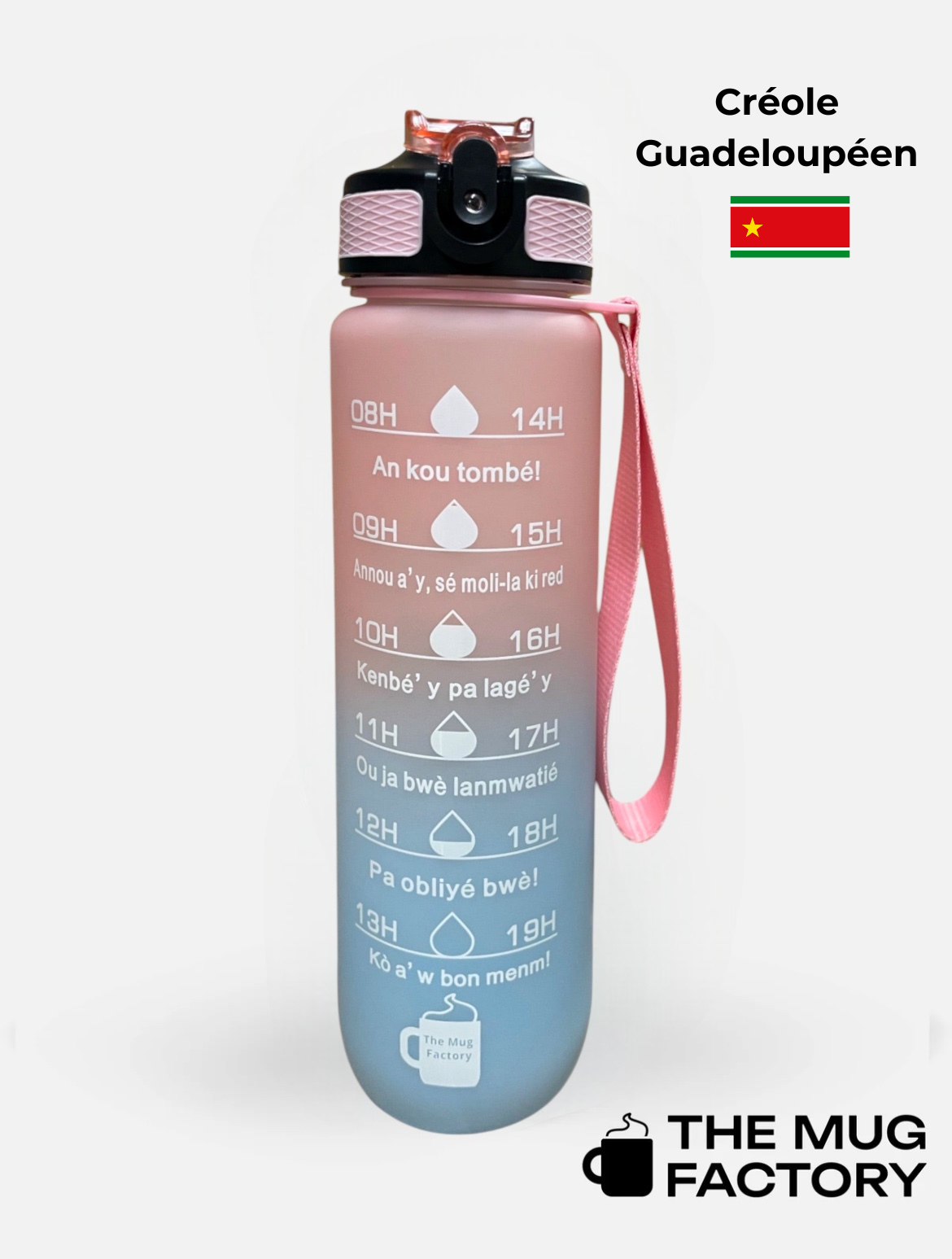 Motivational Bottle 1L - Gourde avec messages motivants créole Guadeloupéen
