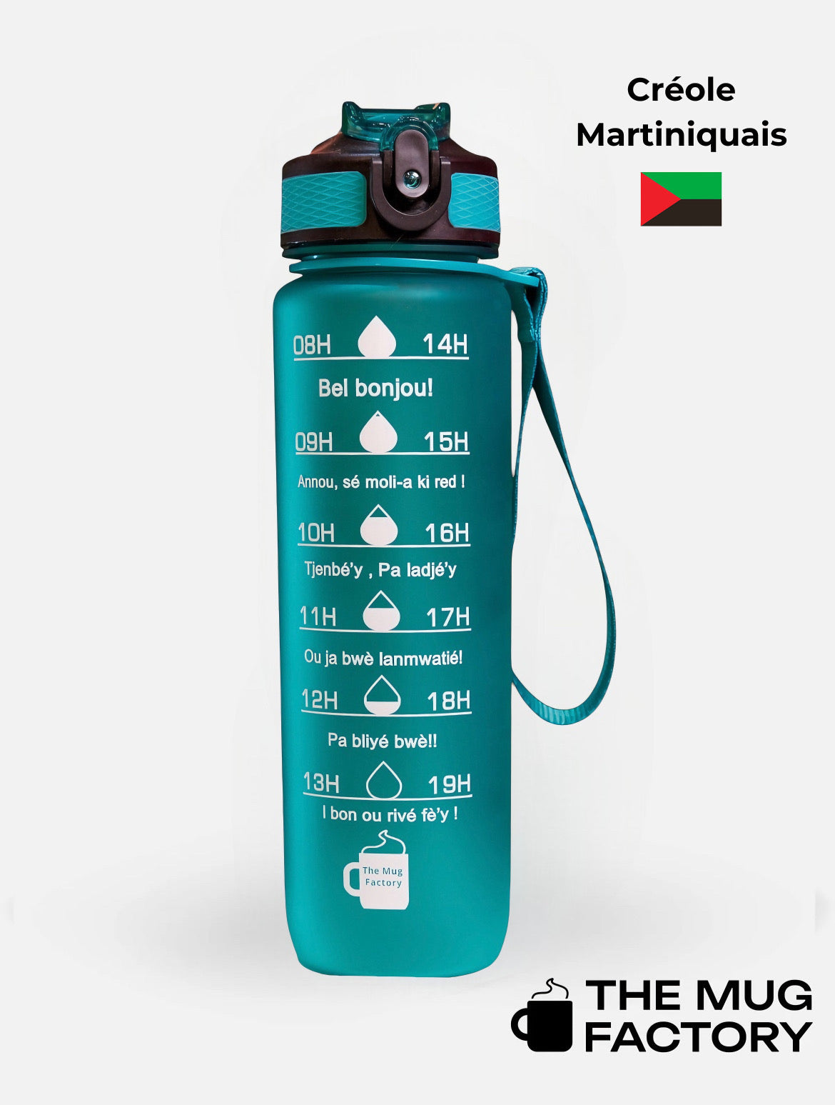 Motivational Bottle 1L - Gourde avec messages motivants créole Martiniquais