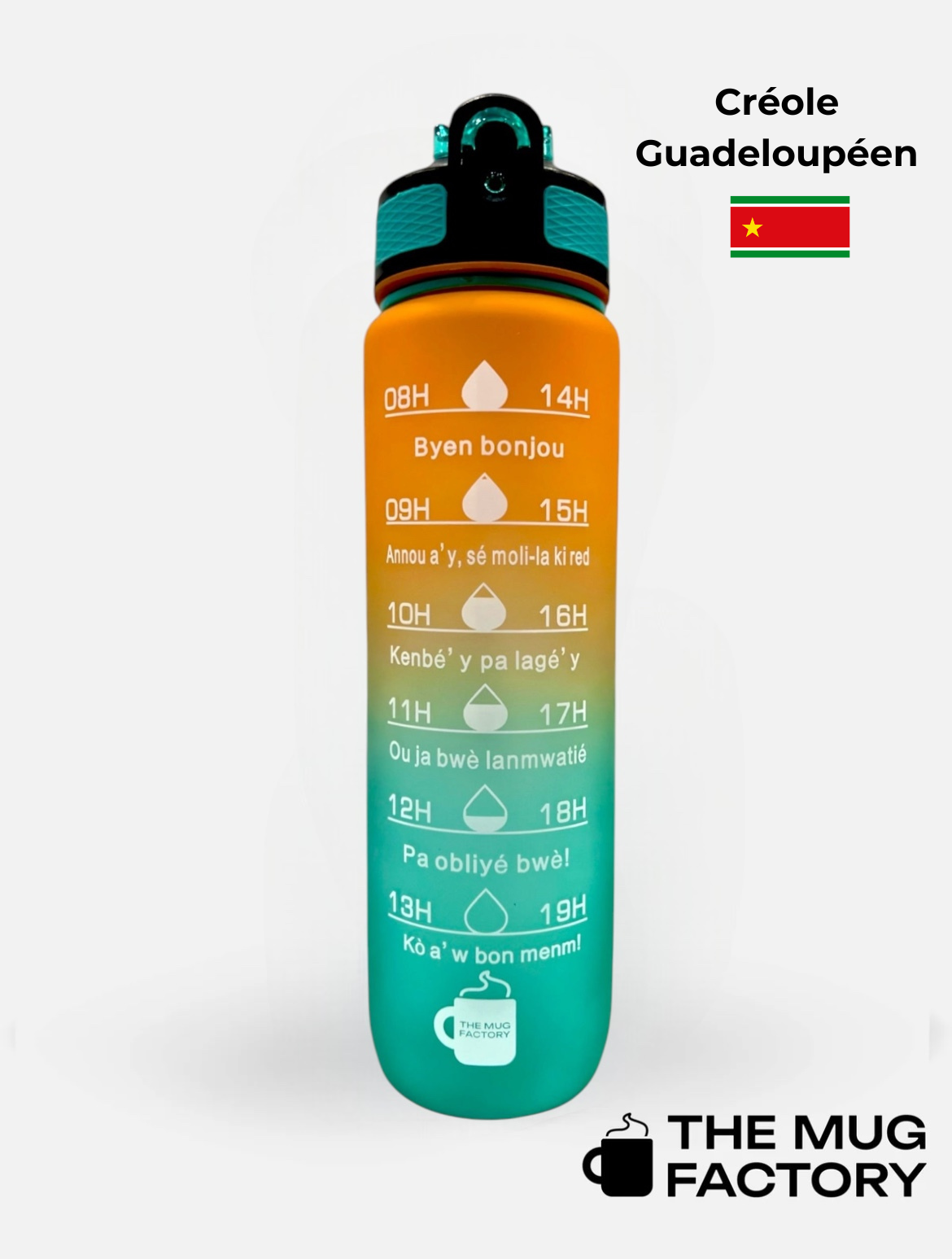 Motivational Bottle 1L - Gourde avec messages motivants créole Guadeloupéen