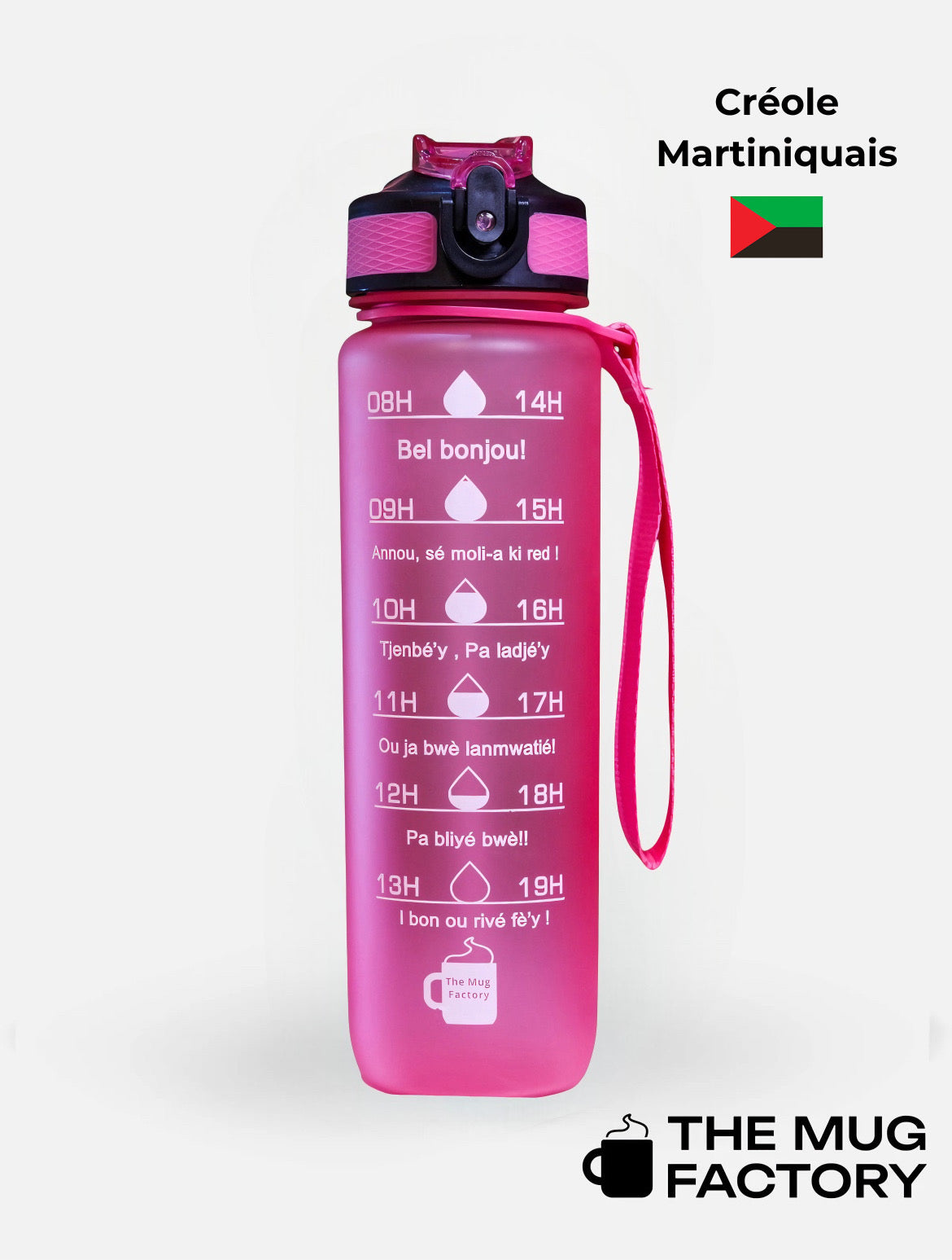Motivational Bottle 1L - Gourde avec messages motivants créole Martiniquais
