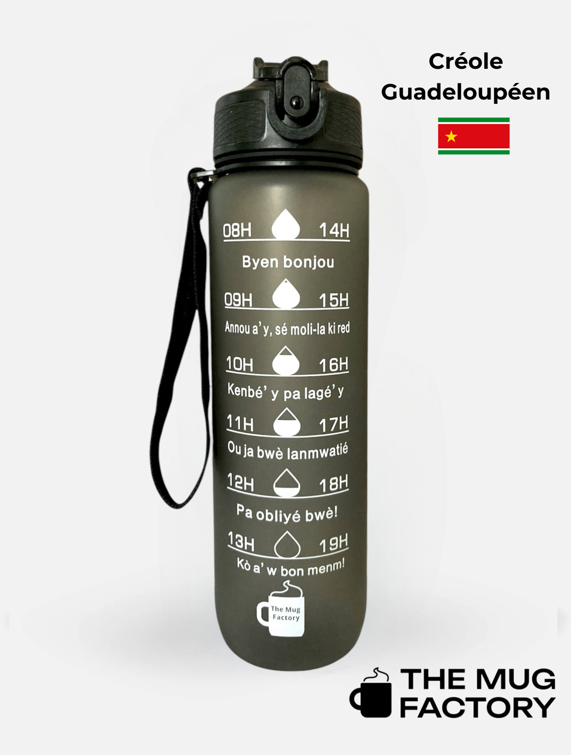 Motivational Bottle 1L - Gourde avec messages motivants créole Guadeloupéen