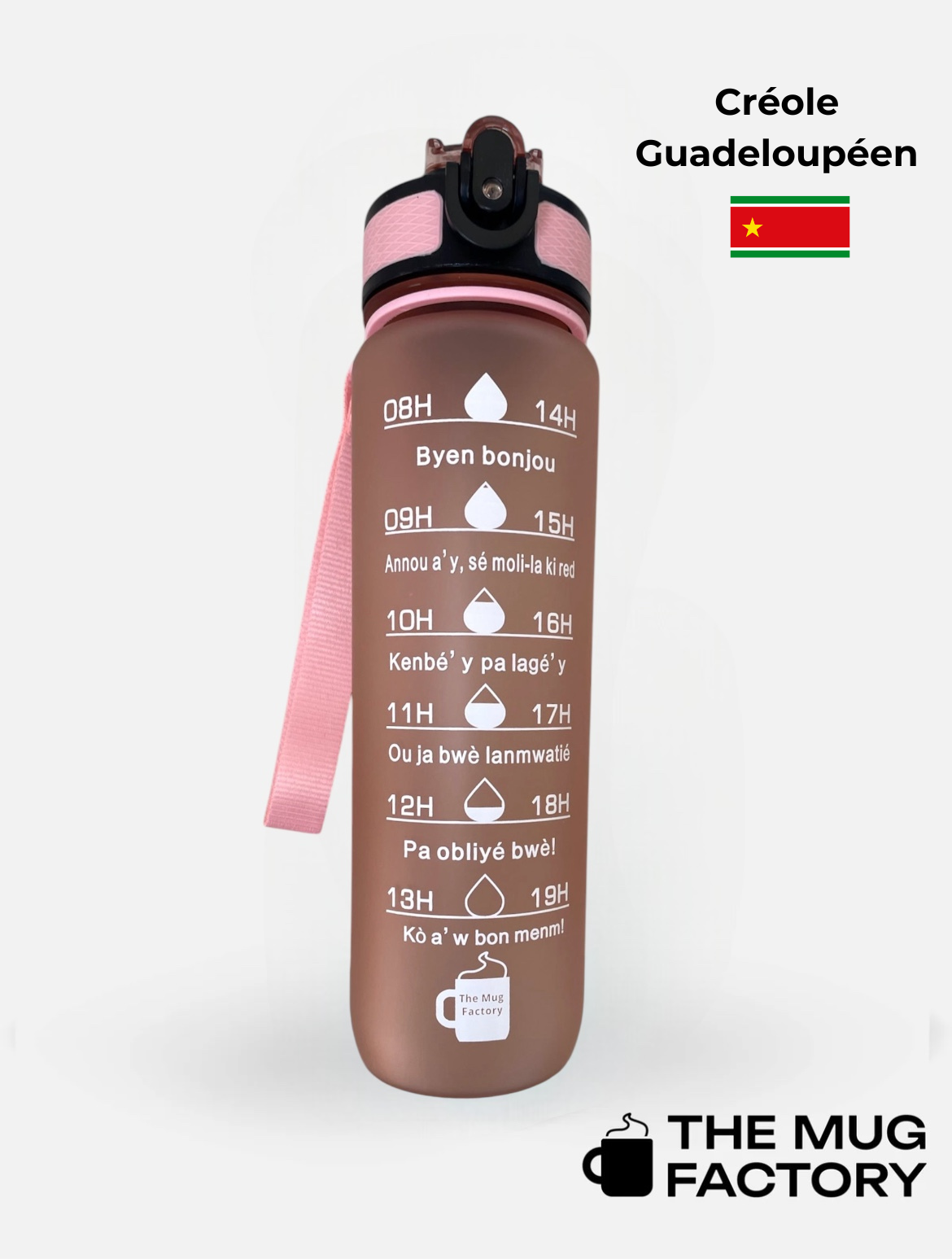 Motivational Bottle 1L - Gourde avec messages motivants créole Guadeloupéen
