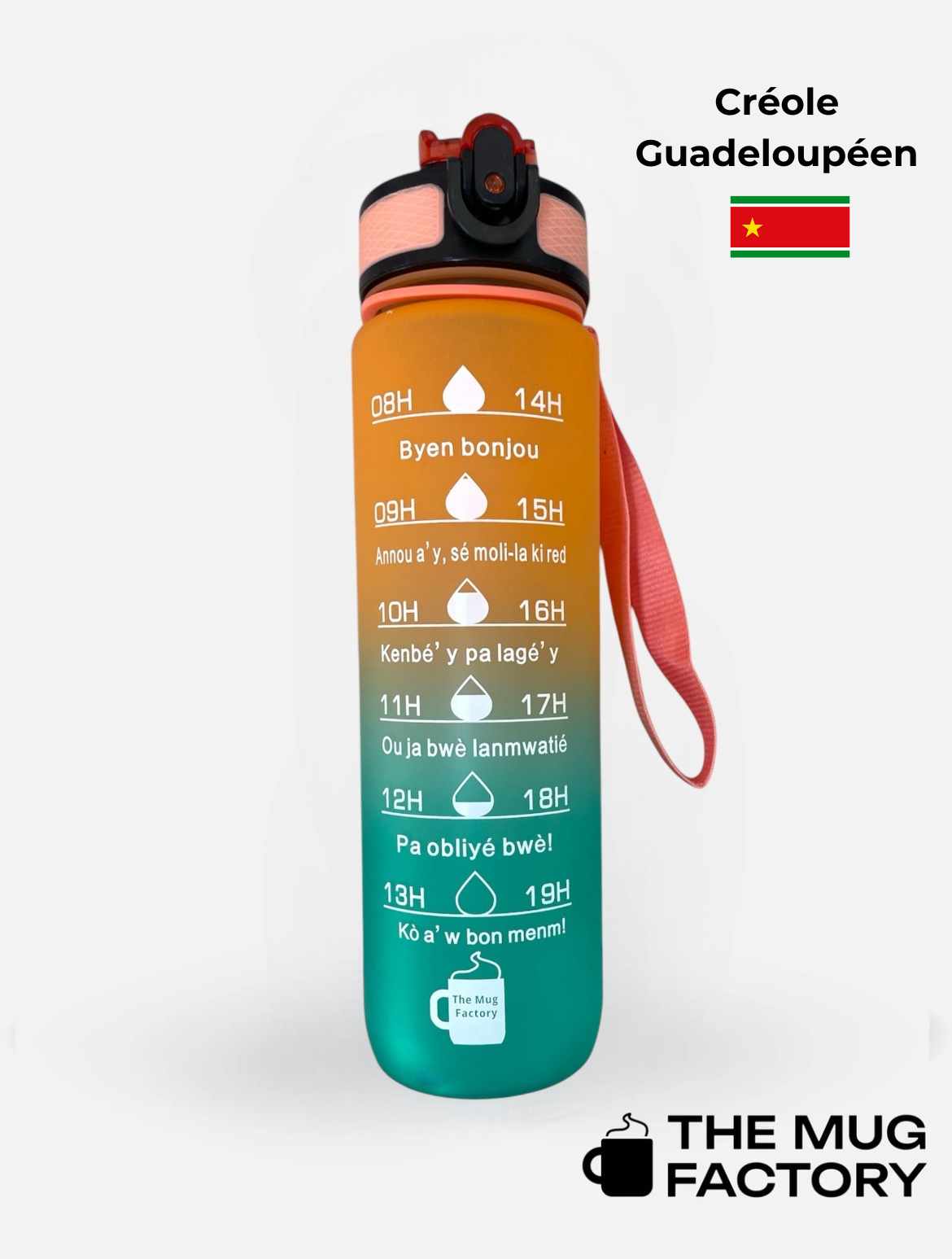 Motivational Bottle 1L - Gourde avec messages motivants créole Guadeloupéen