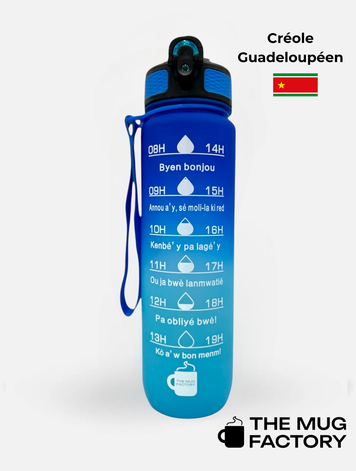 Motivational Bottle 1L - Gourde avec messages motivants créole Guadeloupéen