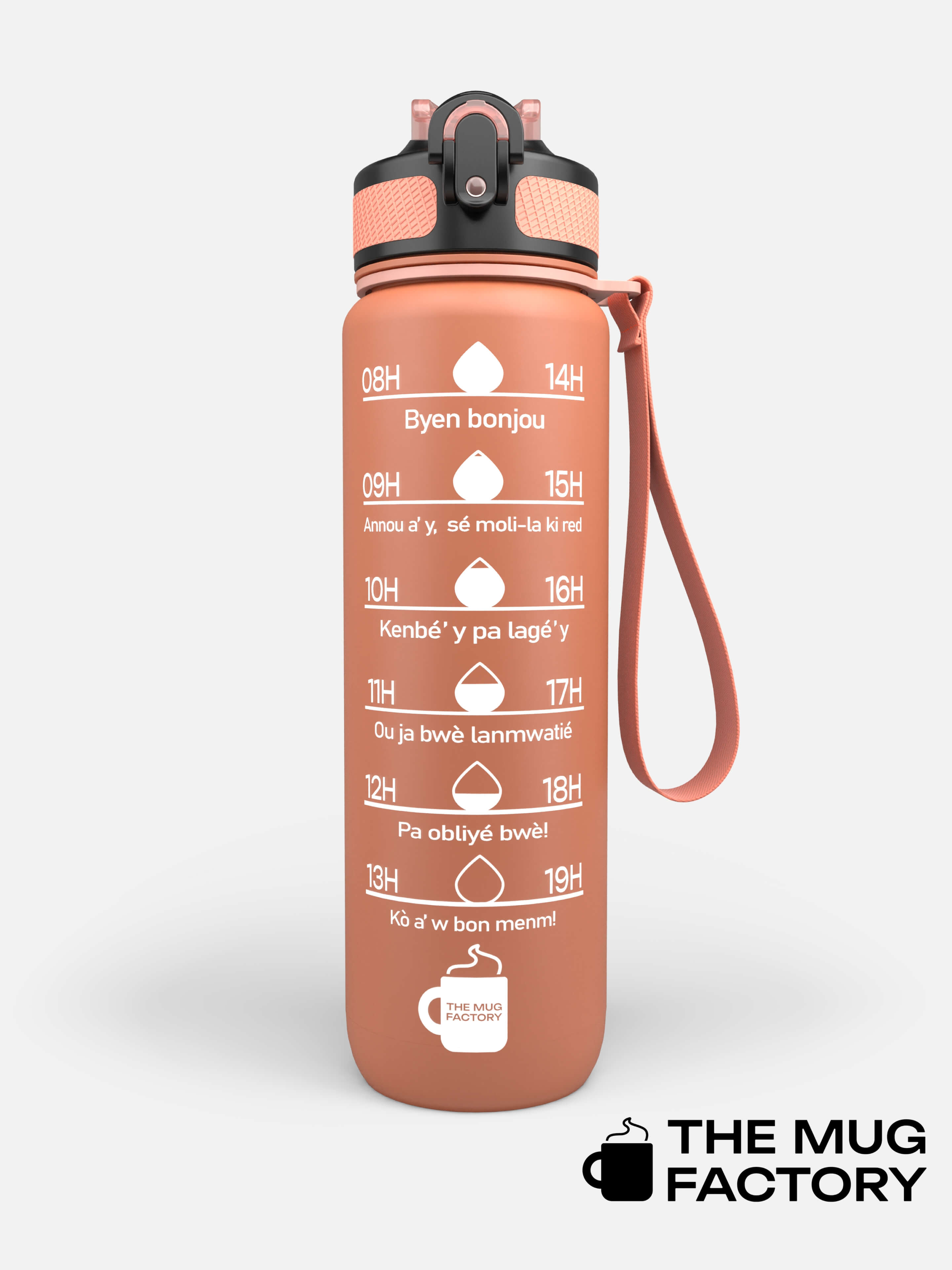 Motivational Bottle 1L - Gourde avec messages motivants créole Guadeloupéen