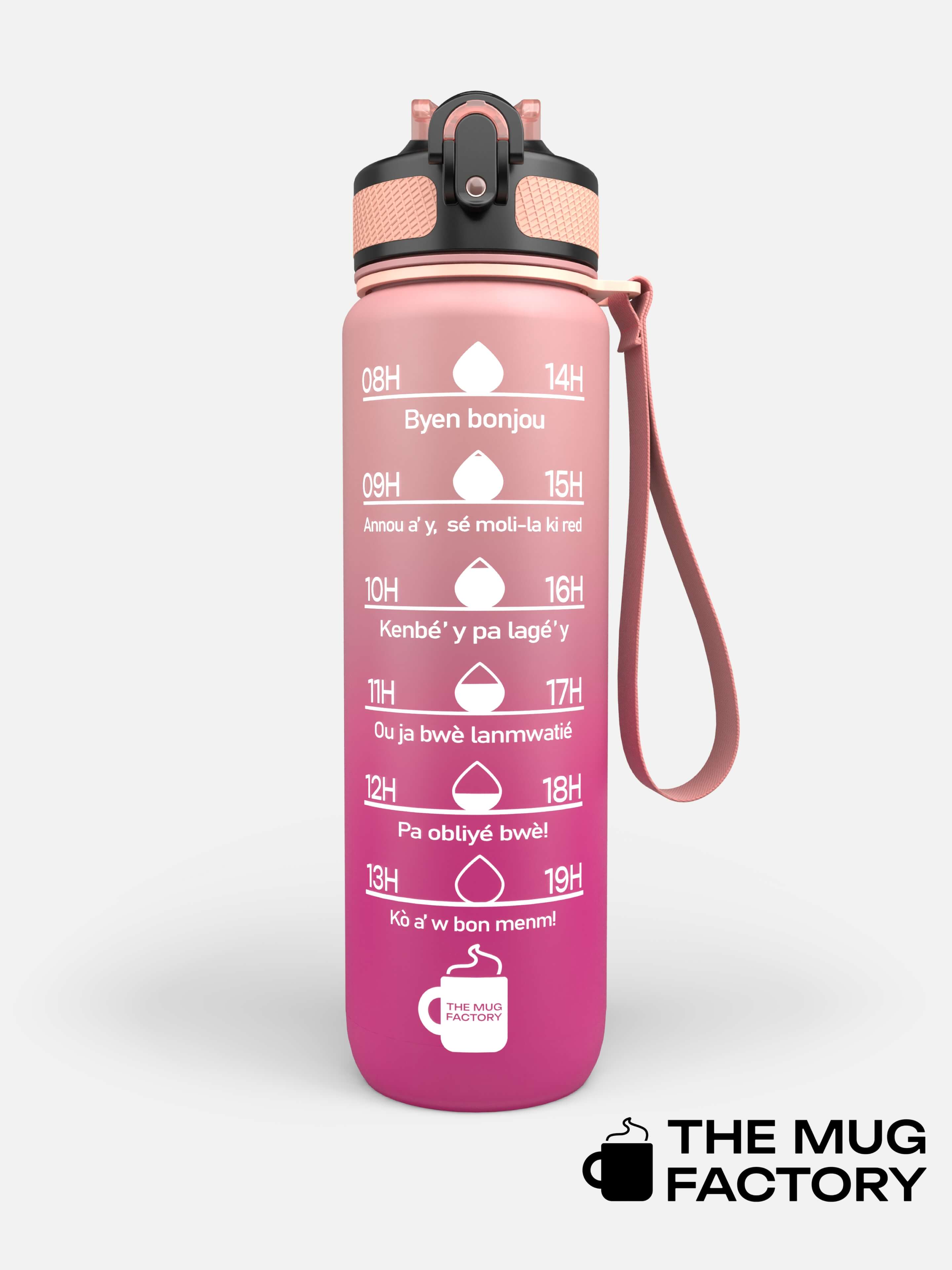 Motivational Bottle 1L - Gourde avec messages motivants créole Guadeloupéen