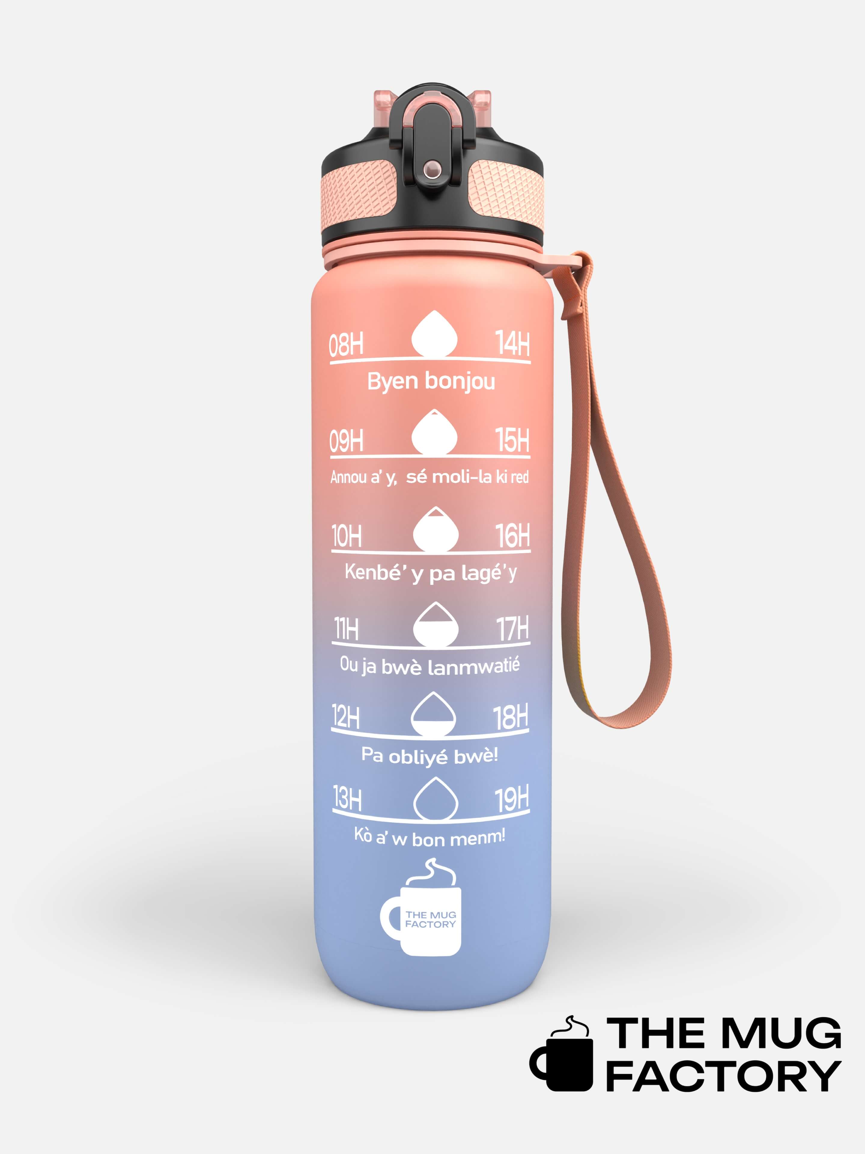 Motivational Bottle 1L - Gourde avec messages motivants créole Guadeloupéen