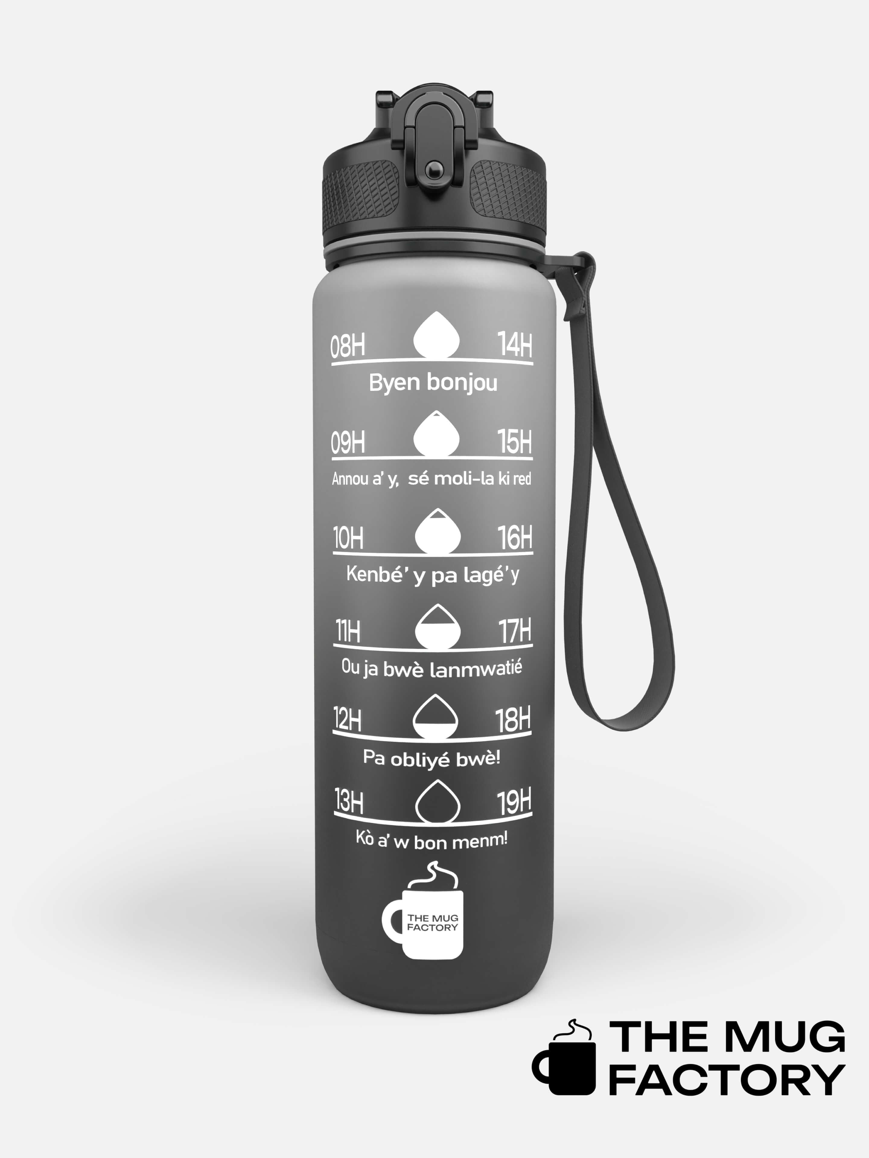 Motivational Bottle 1L - Gourde avec messages motivants créole Guadeloupéen