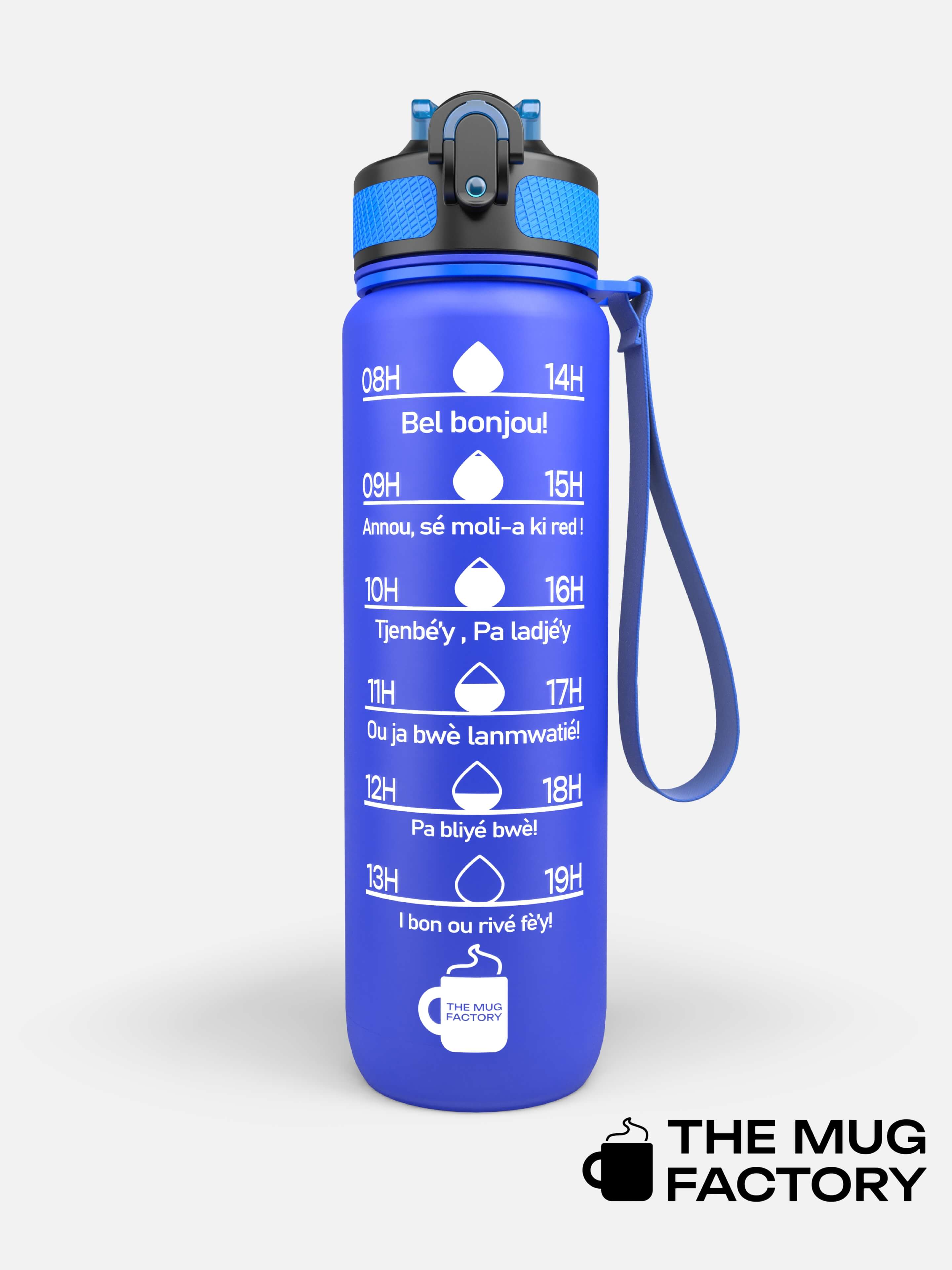 Motivational Bottle 1L - Gourde avec messages motivants créole Martiniquais