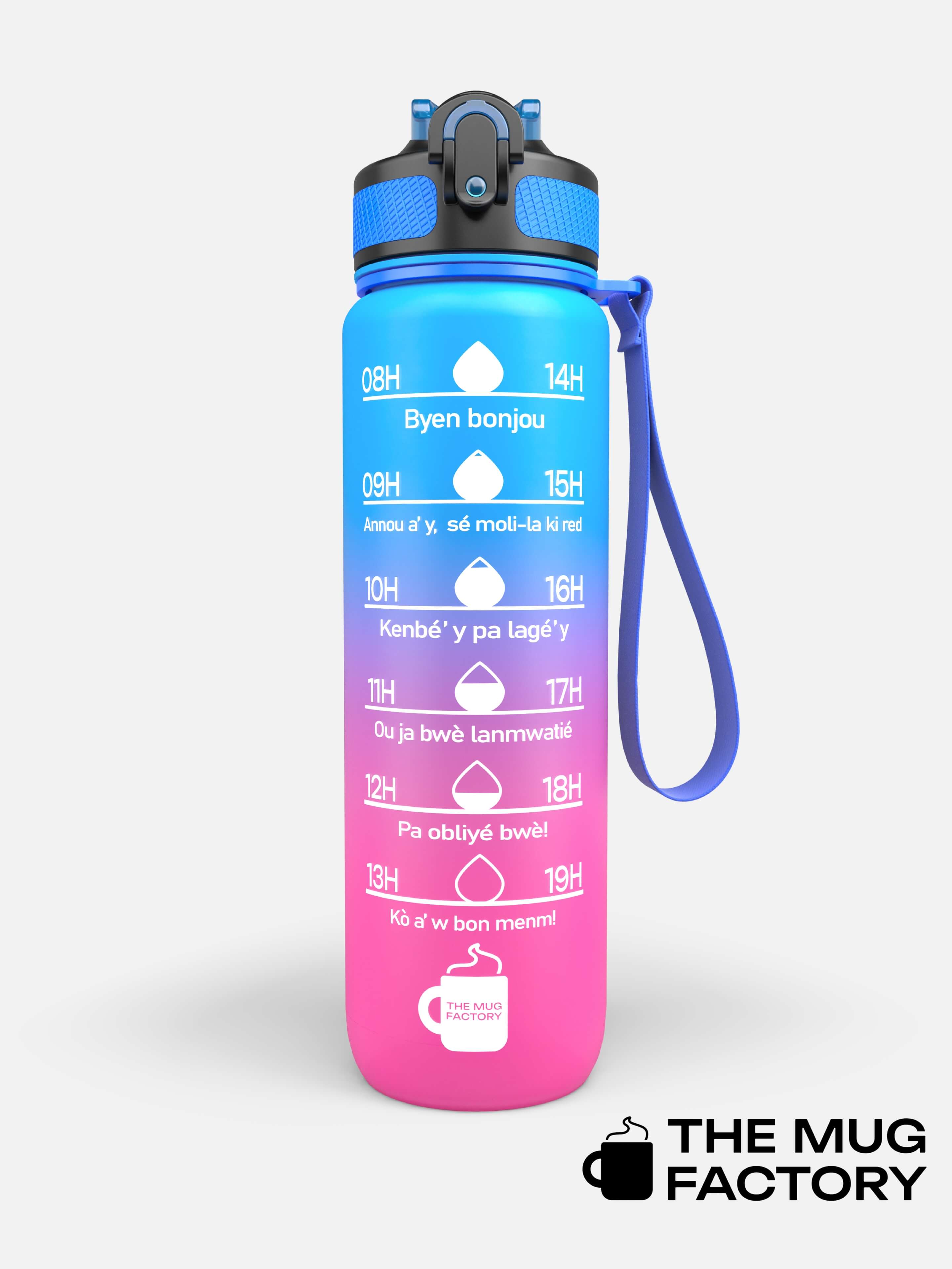 Motivational Bottle 1L - Gourde avec messages motivants créole Guadeloupéen