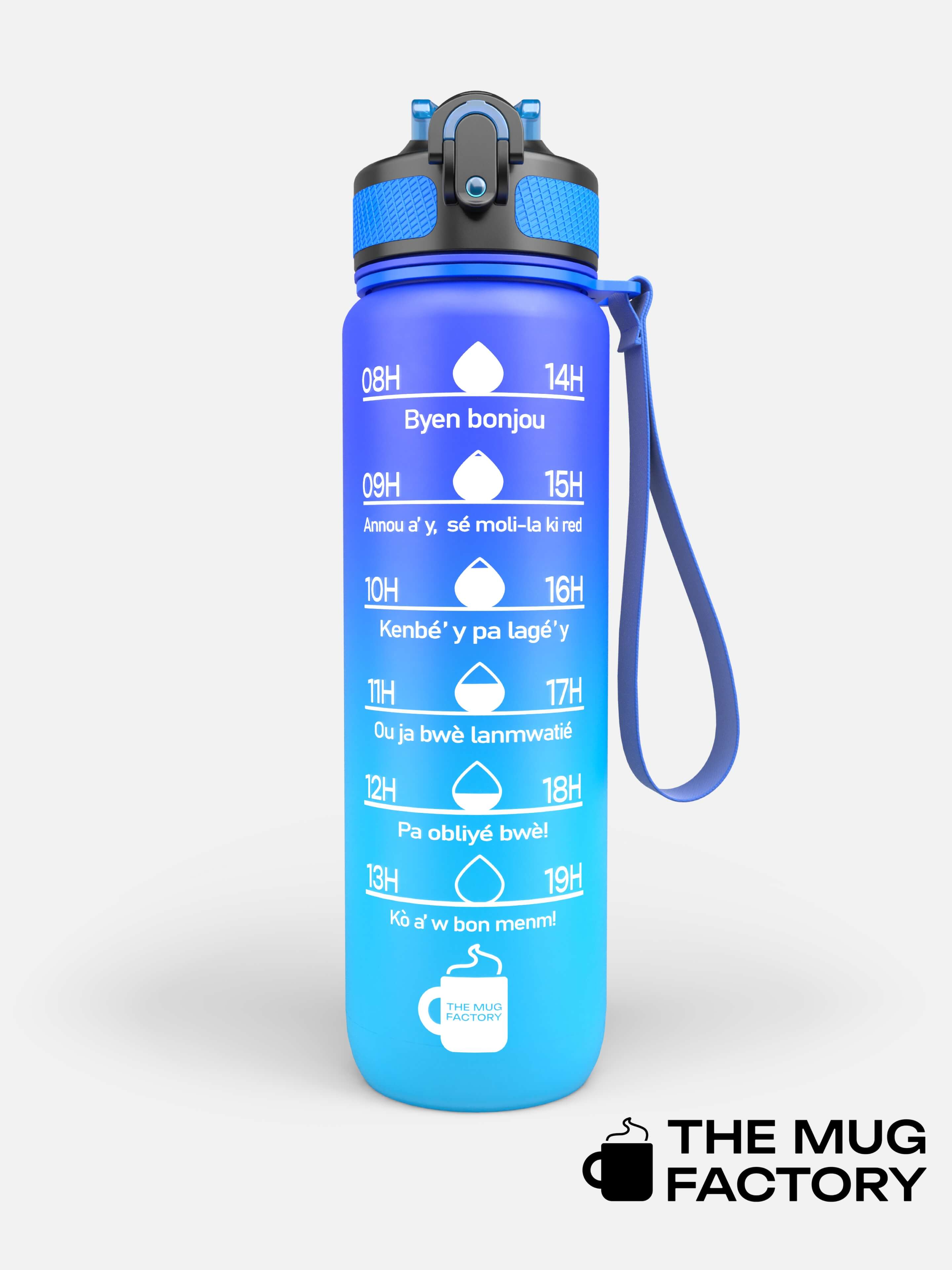 Motivational Bottle 1L - Gourde avec messages motivants créole Guadeloupéen