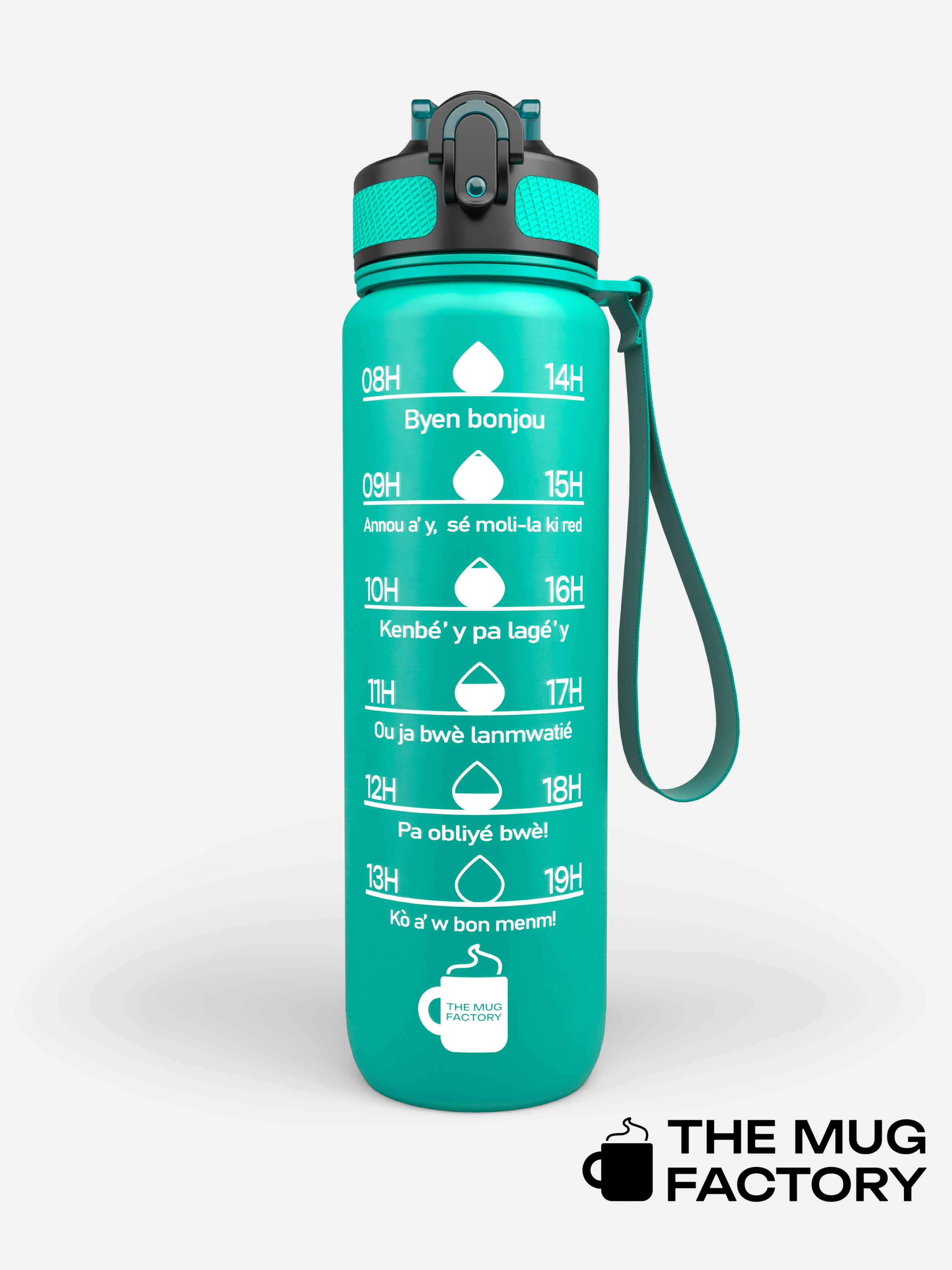 Motivational Bottle 1L - Gourde avec messages motivants créole Guadeloupéen