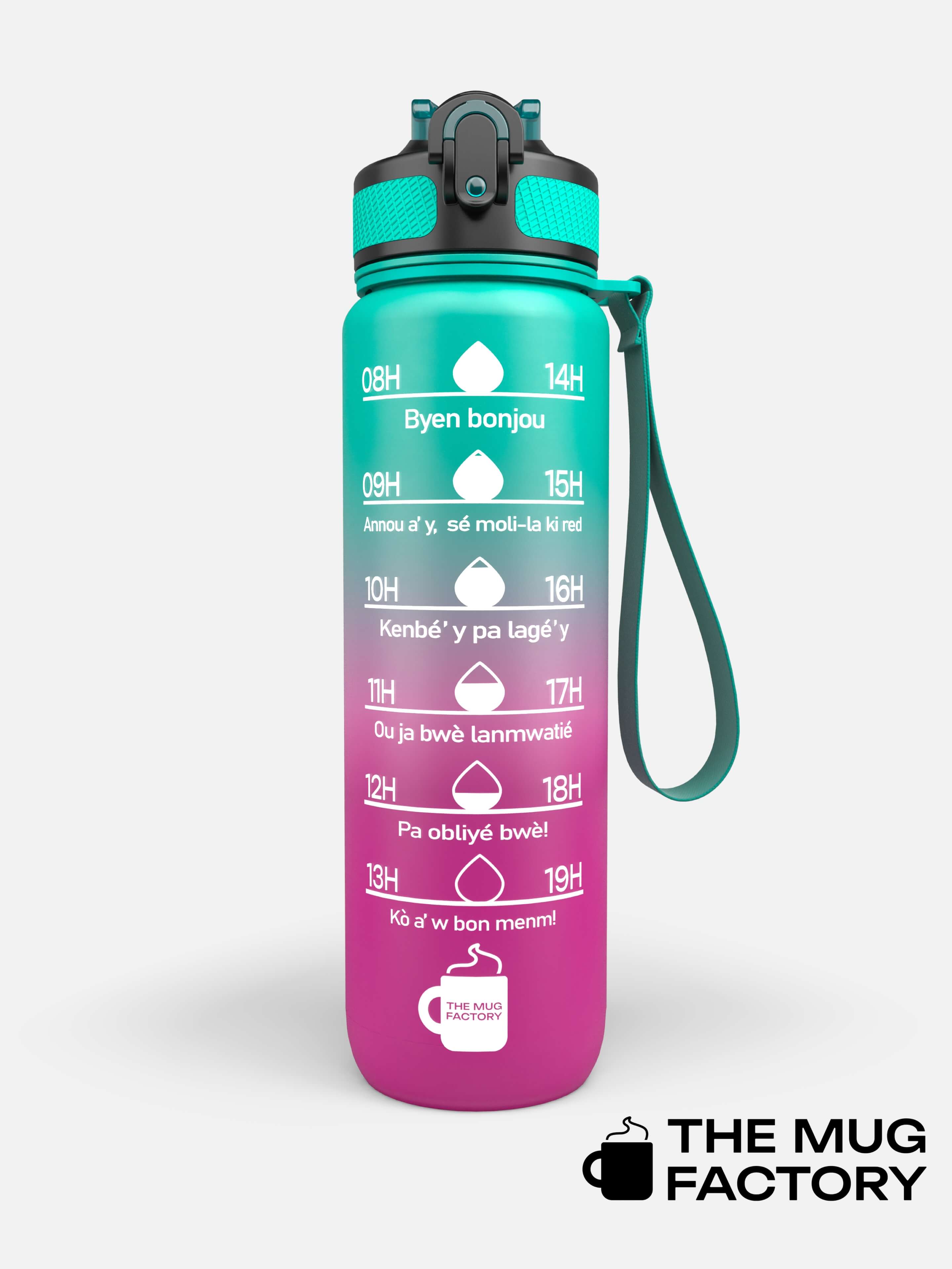 Motivational Bottle 1L - Gourde avec messages motivants créole Guadeloupéen