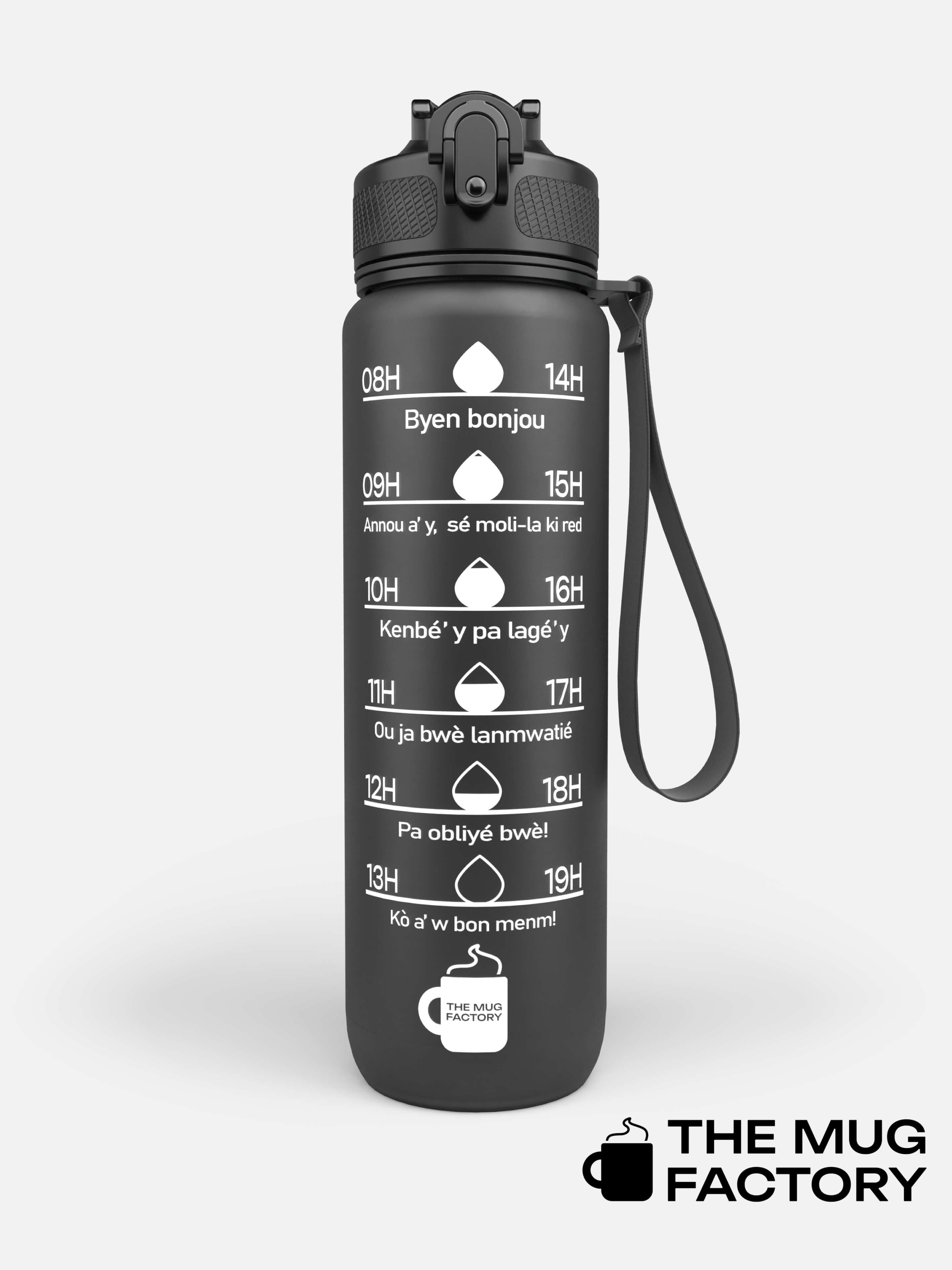 Motivational Bottle 1L - Gourde avec messages motivants créole Guadeloupéen
