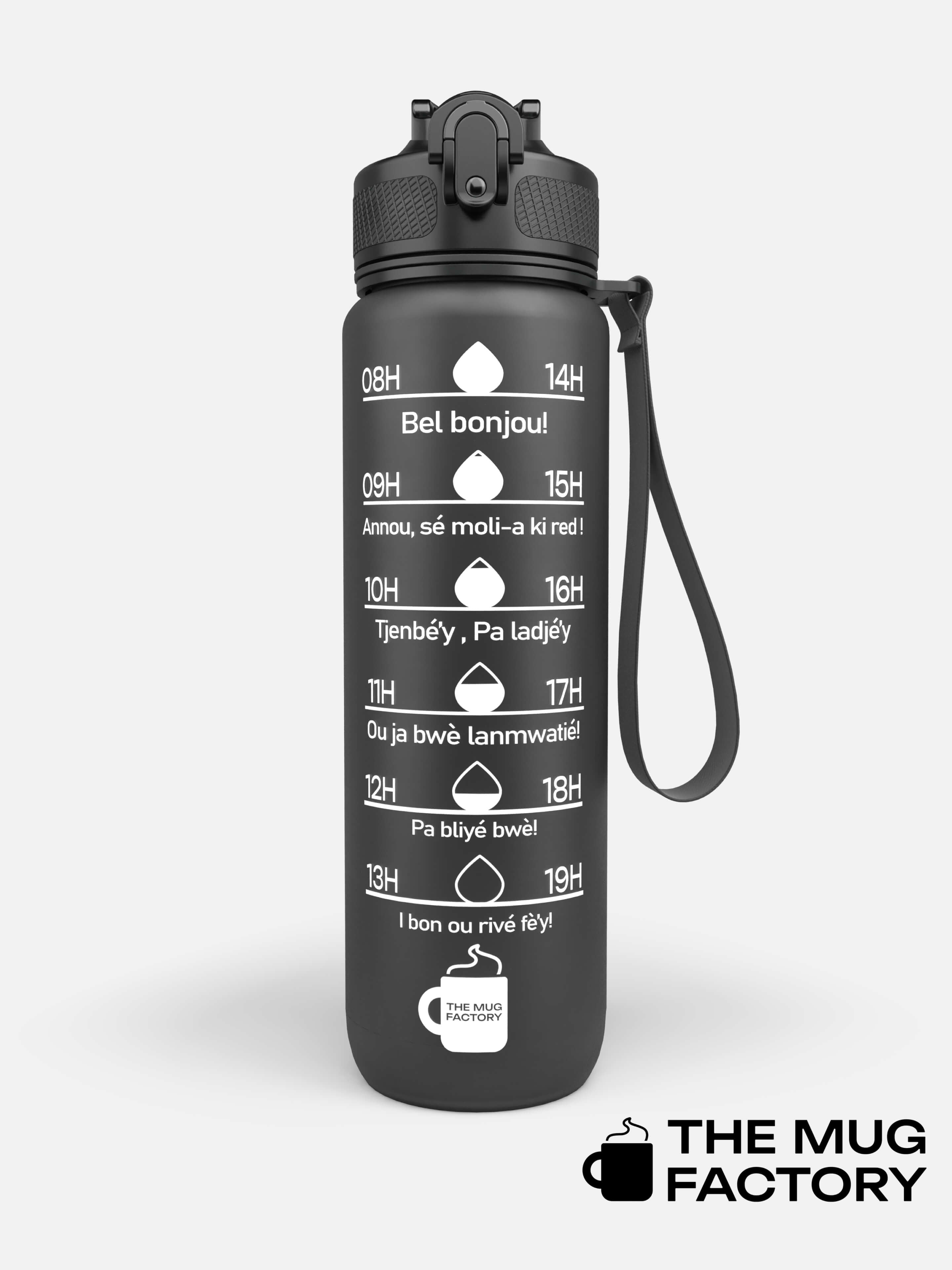 Motivational Bottle 1L - Gourde avec messages motivants créole Martiniquais