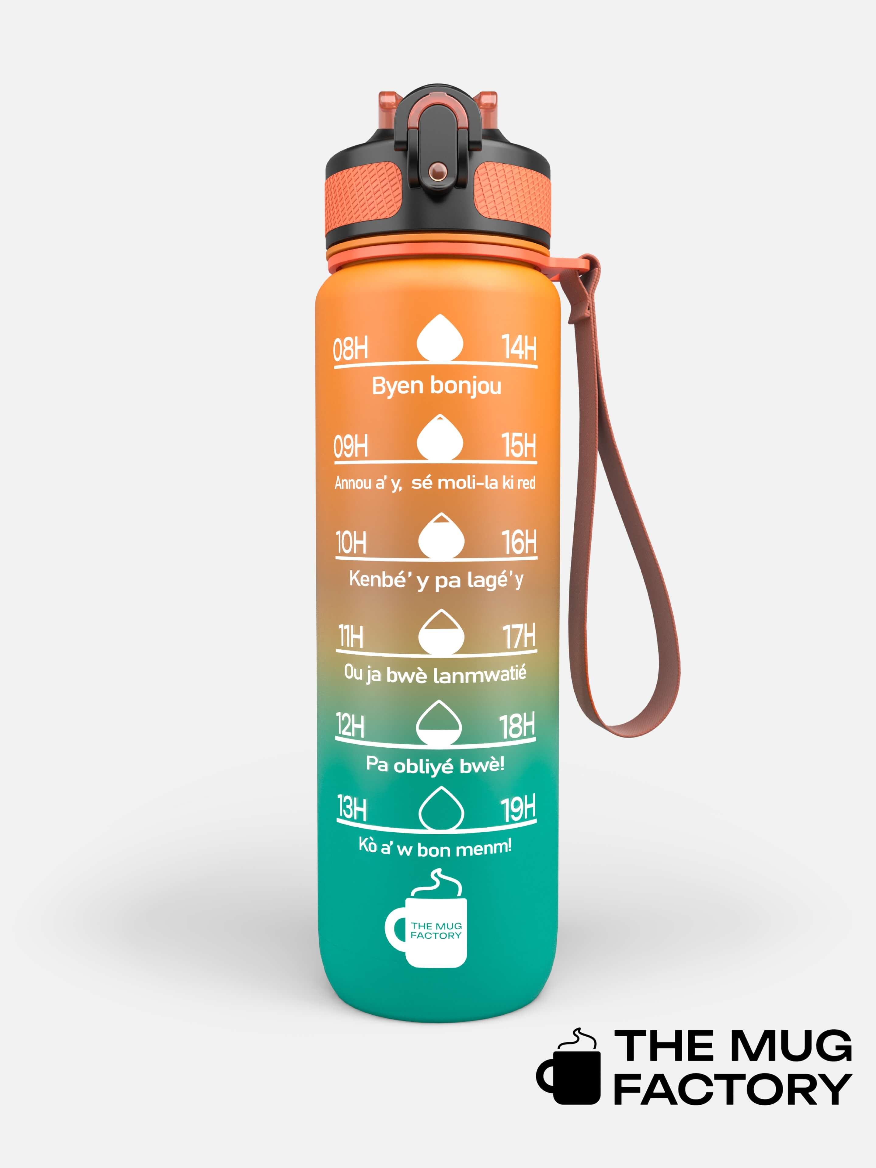 Motivational Bottle 1L - Gourde avec messages motivants créole Guadeloupéen