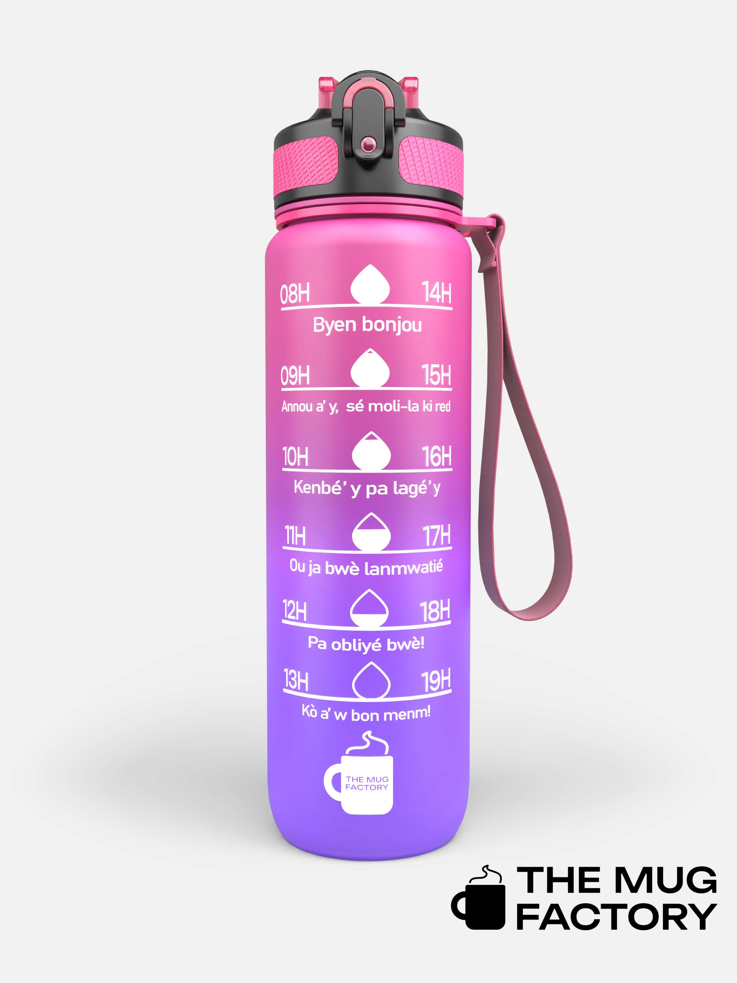 Motivational Bottle 1L - Gourde avec messages motivants créole Guadeloupéen