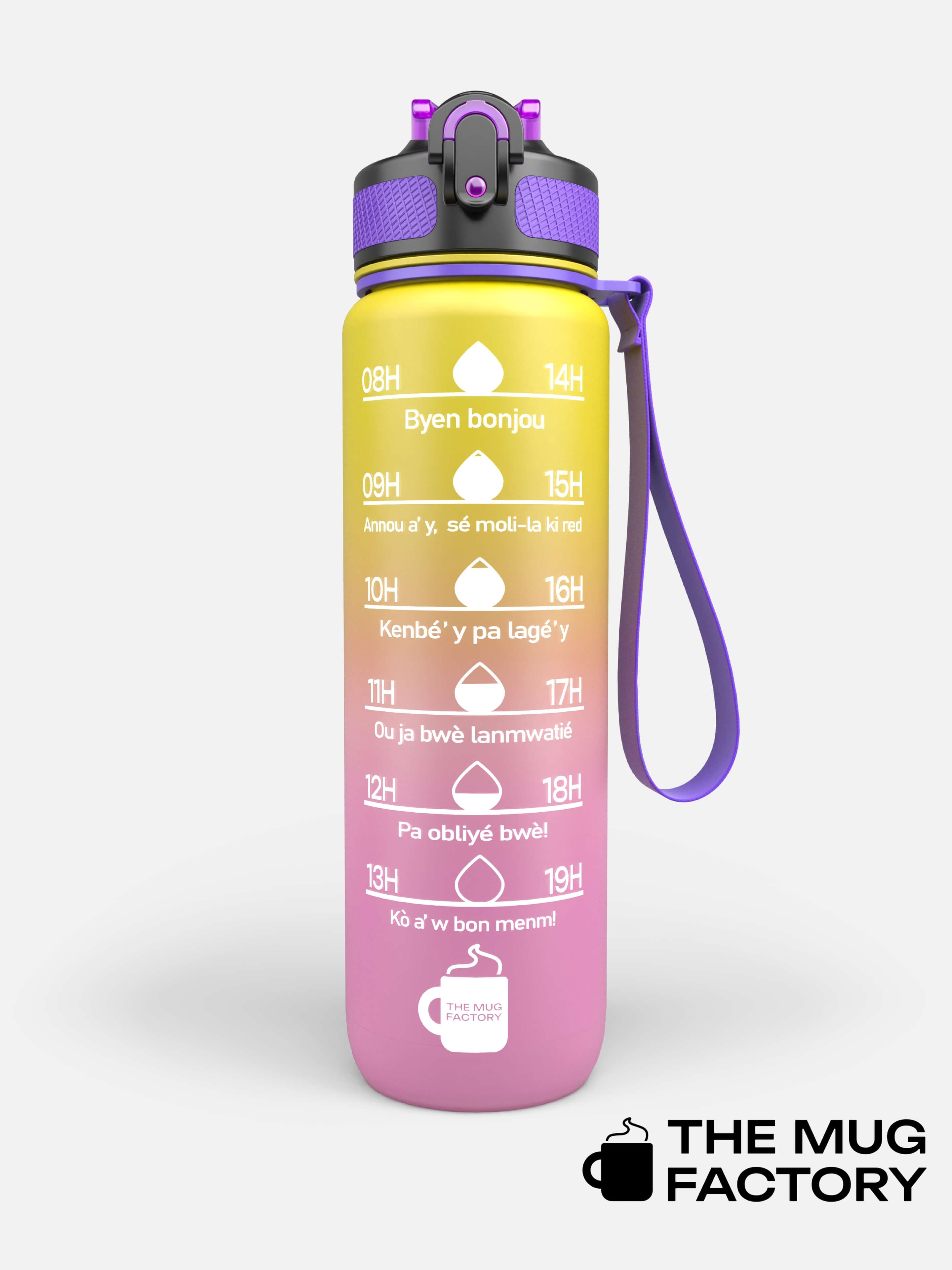 Motivational Bottle 1L - Gourde avec messages motivants créole Guadeloupéen