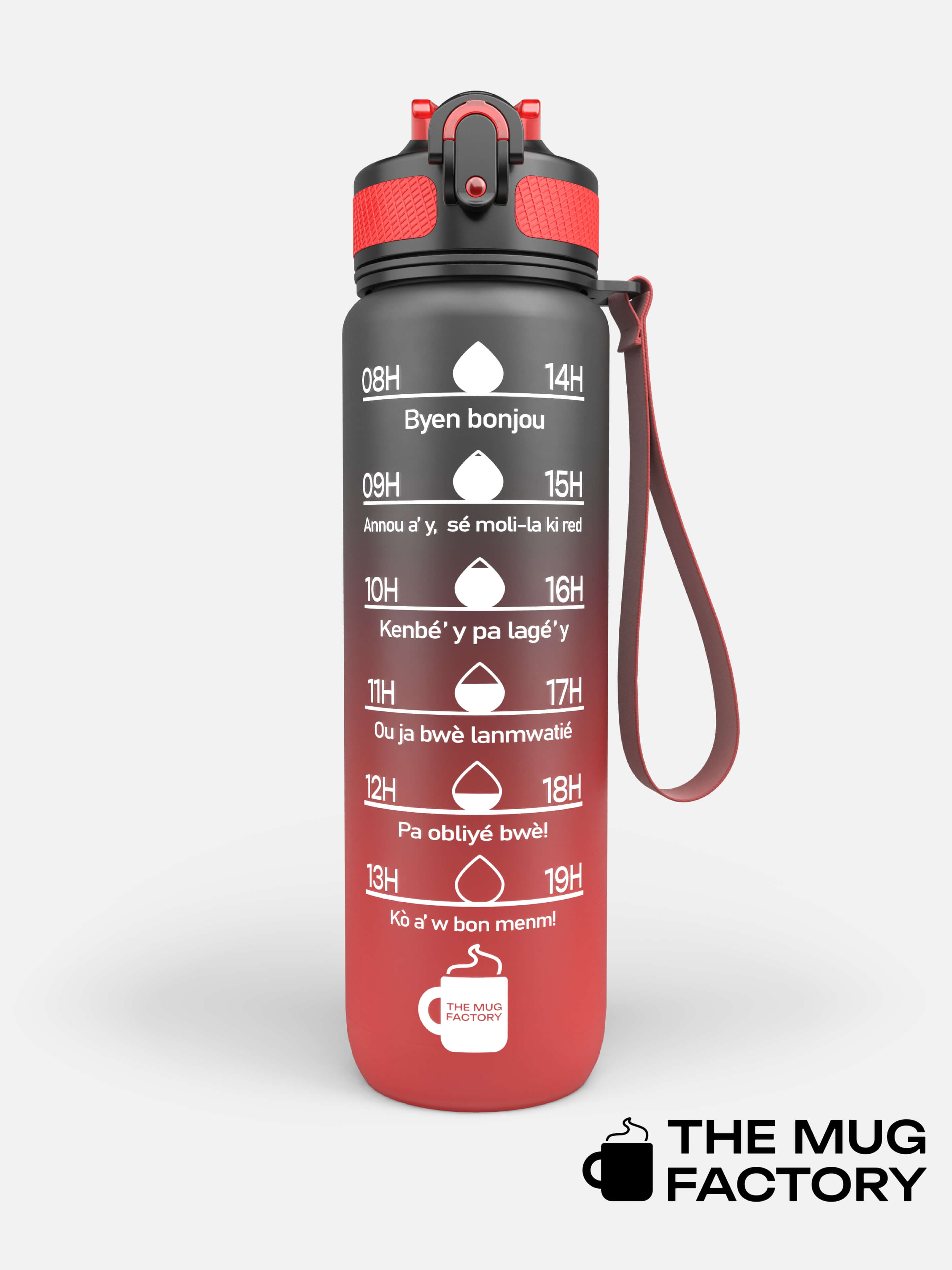 Motivational Bottle 1L - Gourde avec messages motivants créole Guadeloupéen