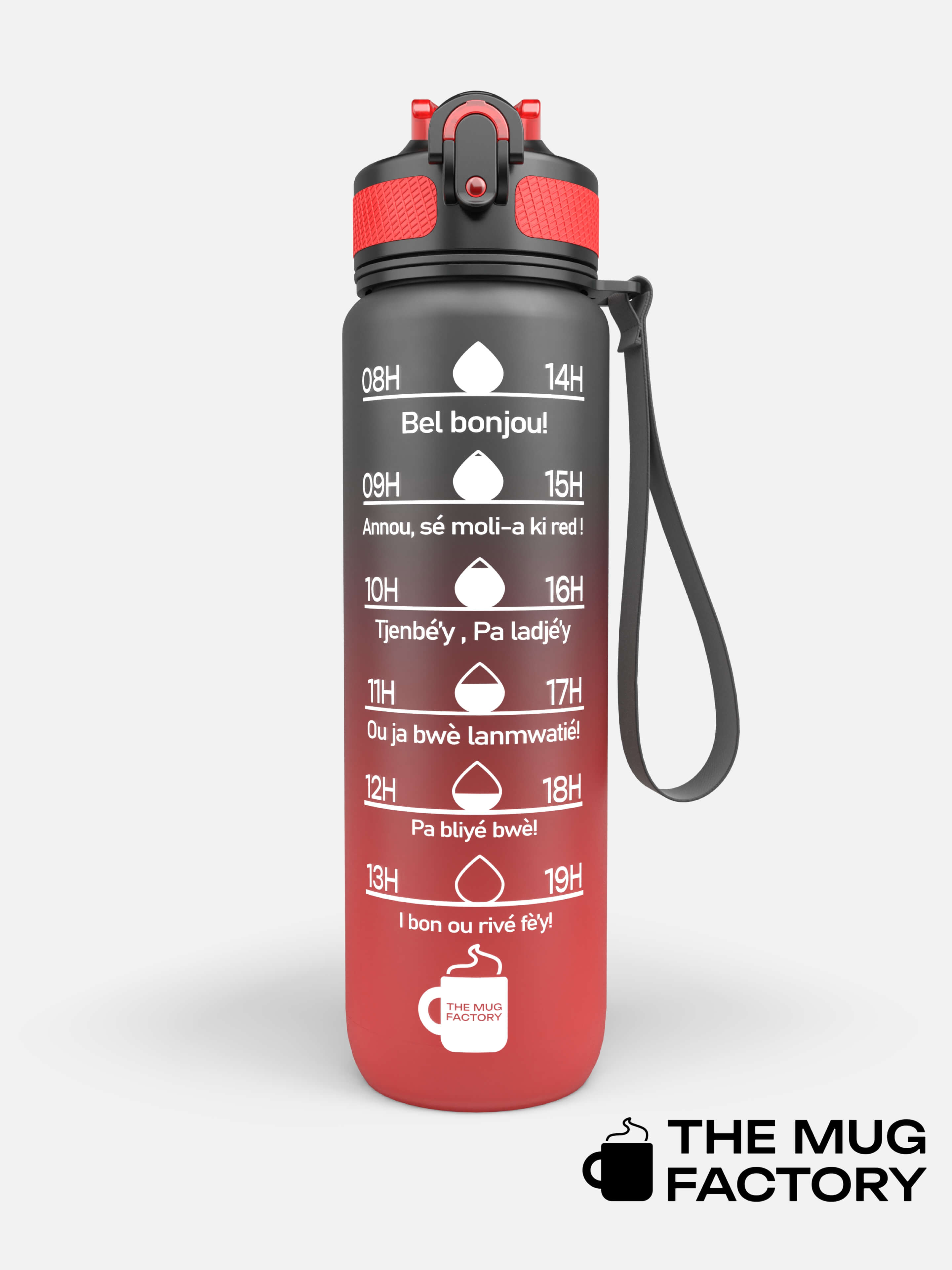 Motivational Bottle 1L - Gourde avec messages motivants créole Martiniquais