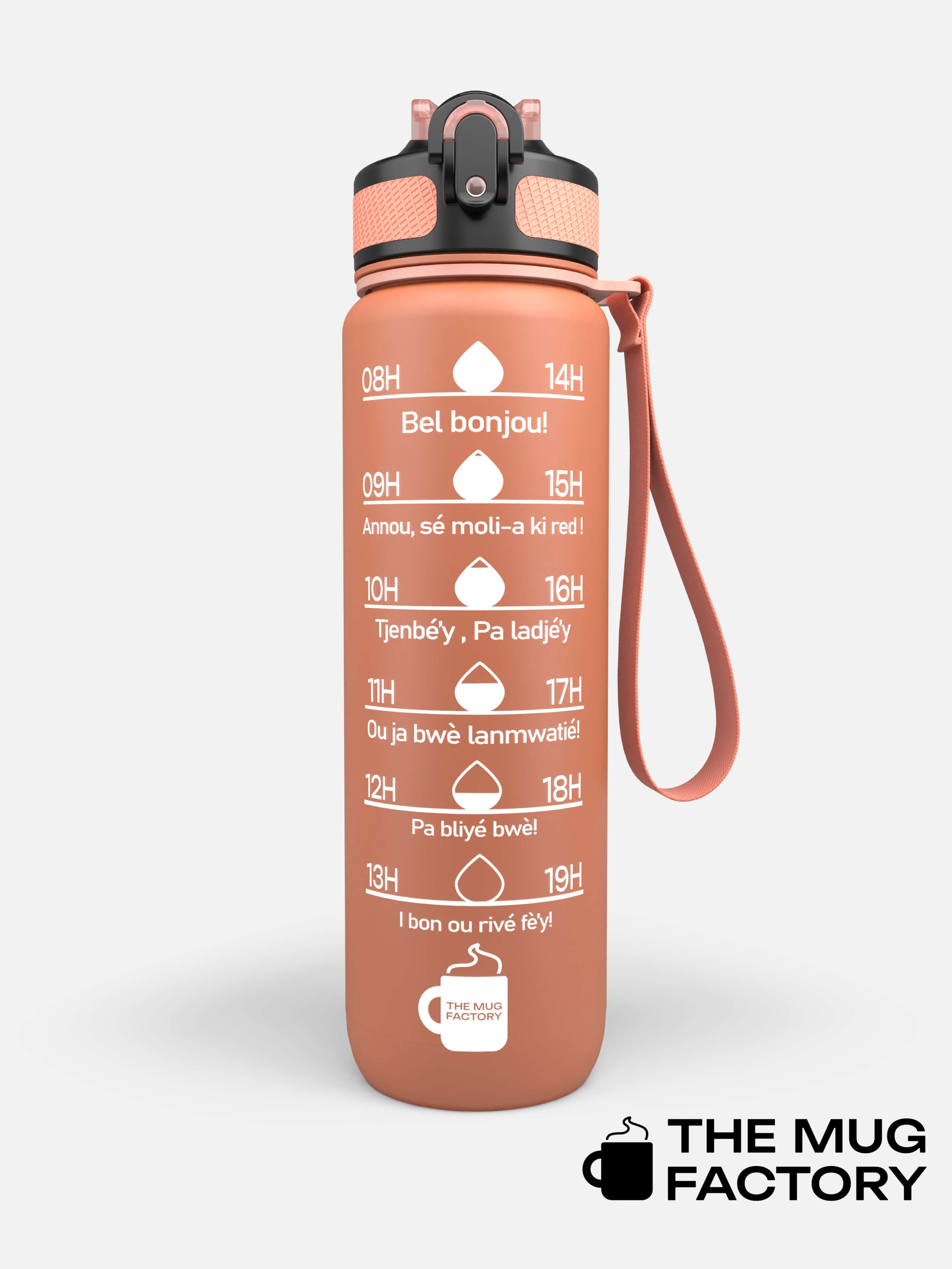 Motivational Bottle 1L - Gourde avec messages motivants créole Martiniquais