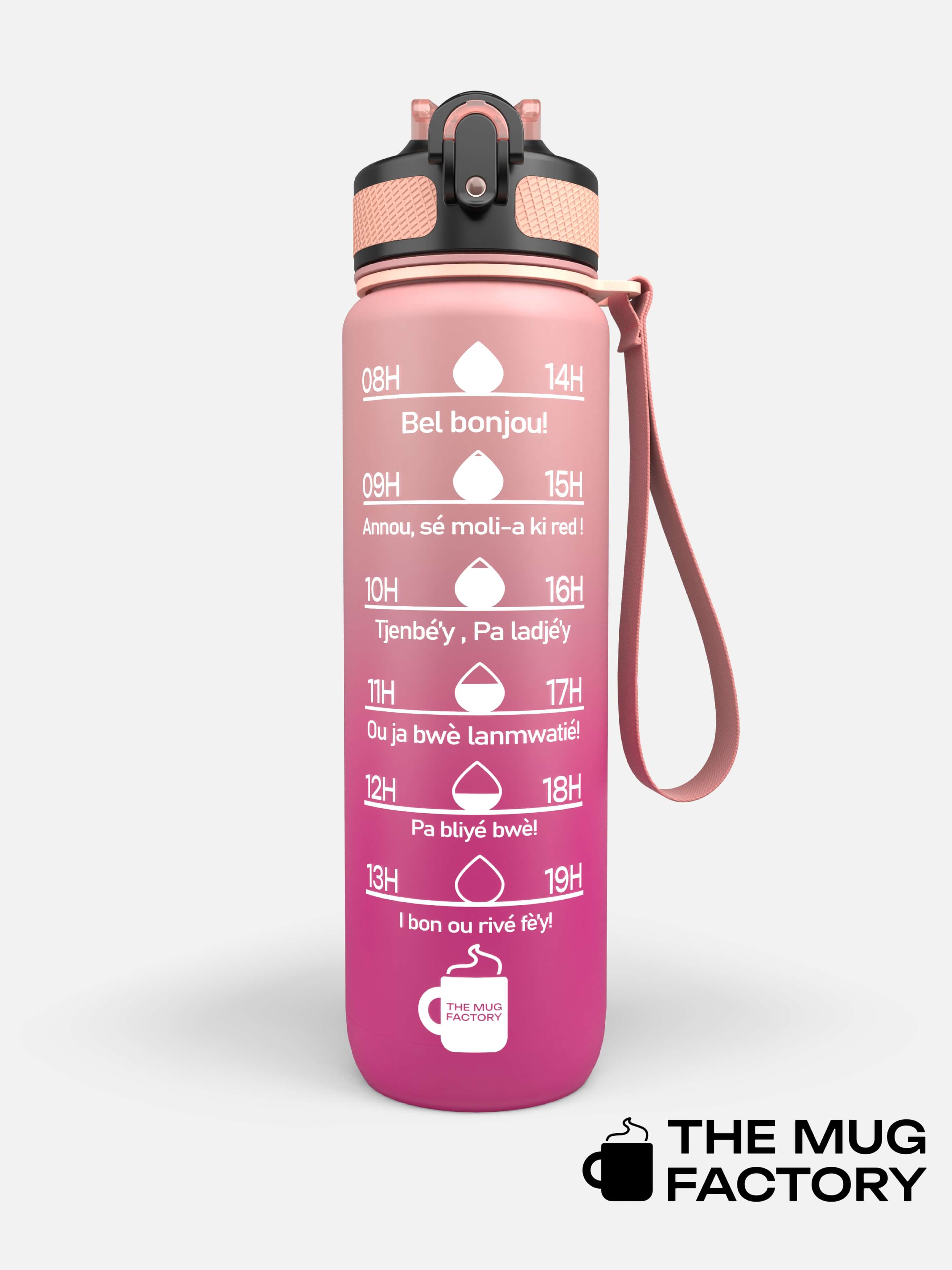 Motivational Bottle 1L - Gourde avec messages motivants créole Martiniquais