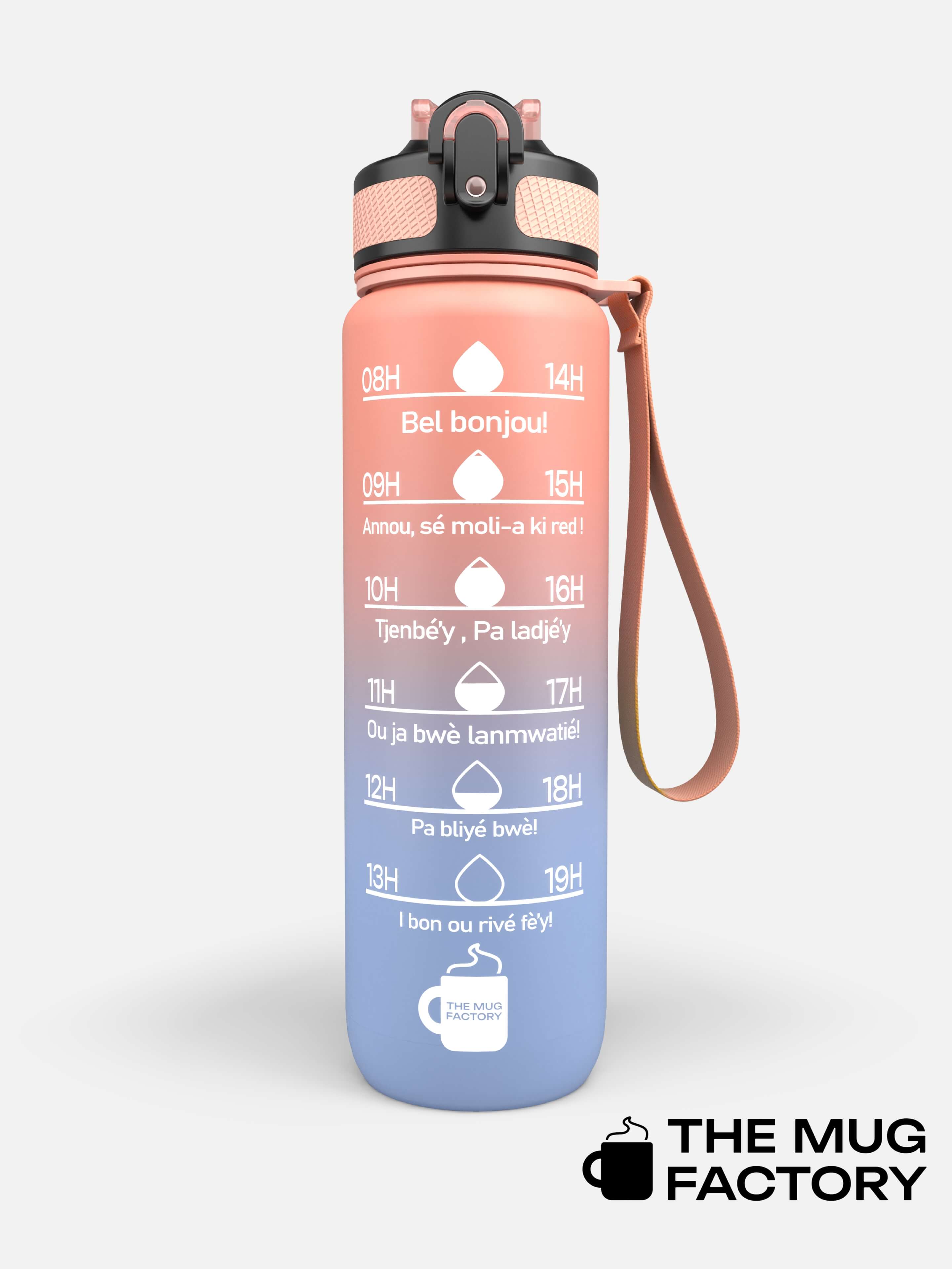 Motivational Bottle 1L - Gourde avec messages motivants créole Martiniquais