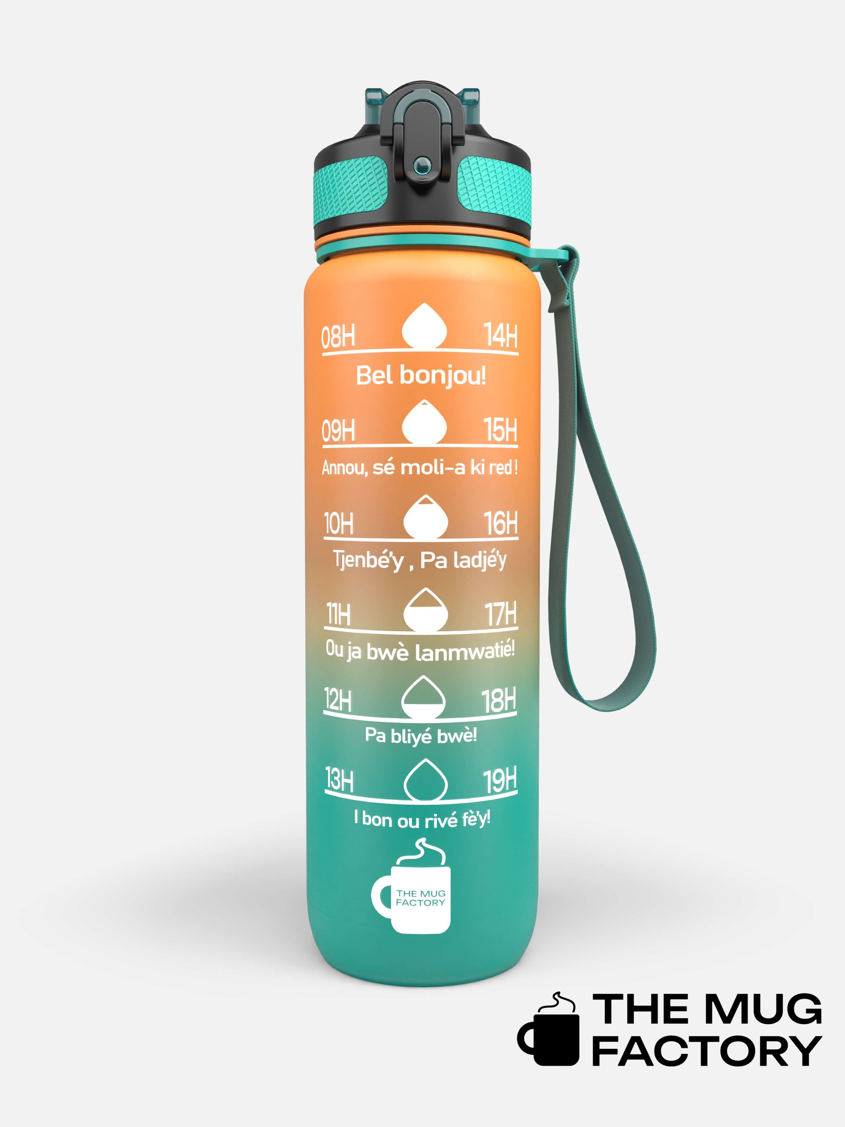 Motivational Bottle 1L - Gourde avec messages motivants créole Martiniquais