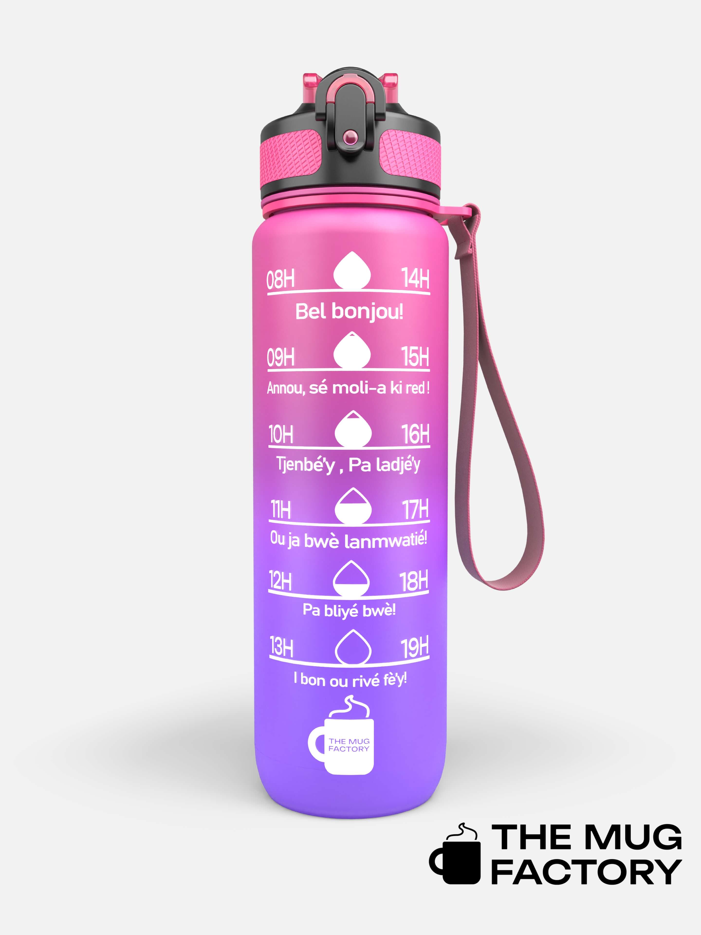 Motivational Bottle 1L - Gourde avec messages motivants créole Martiniquais