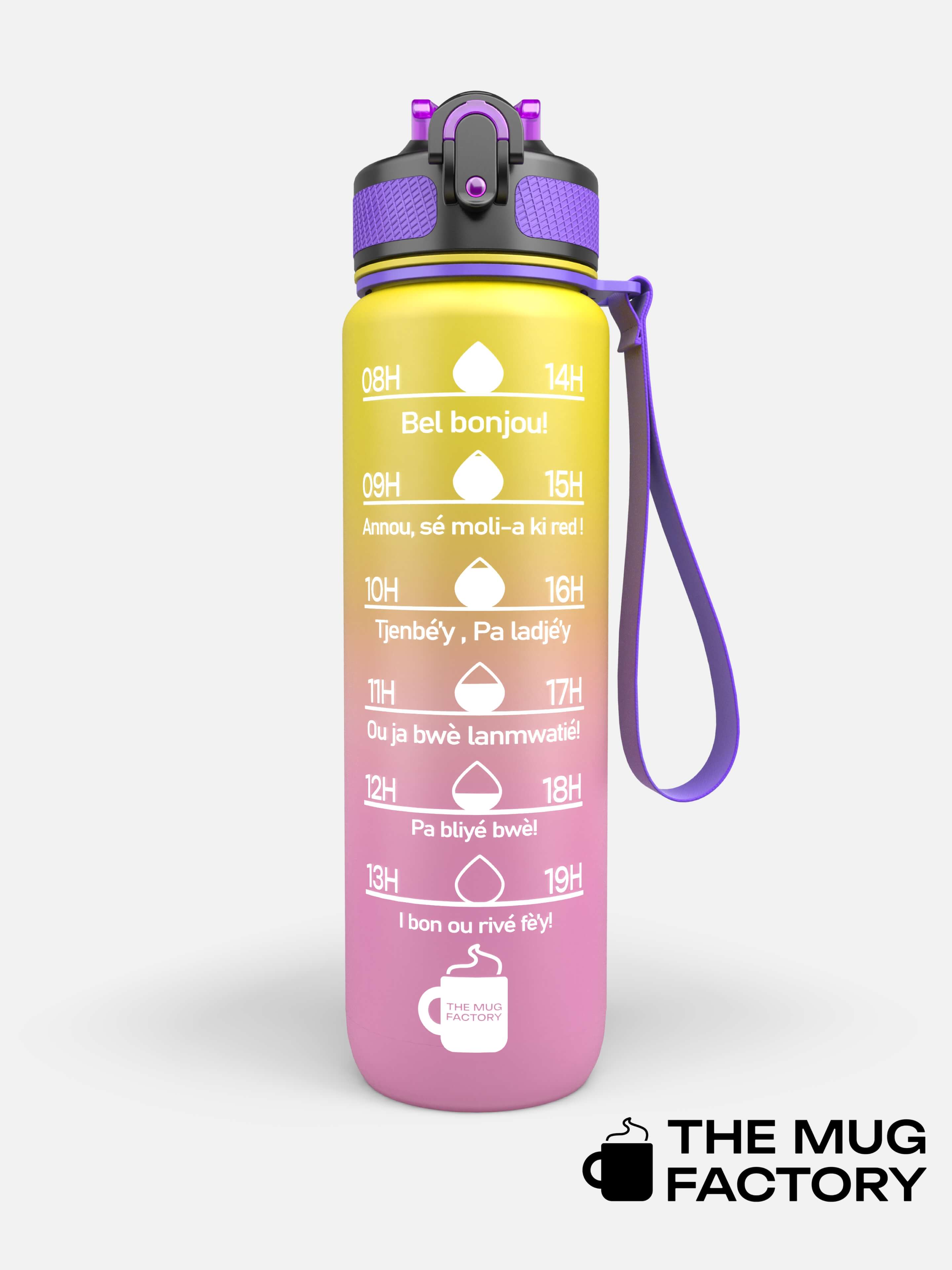 Motivational Bottle 1L - Gourde avec messages motivants créole Martiniquais